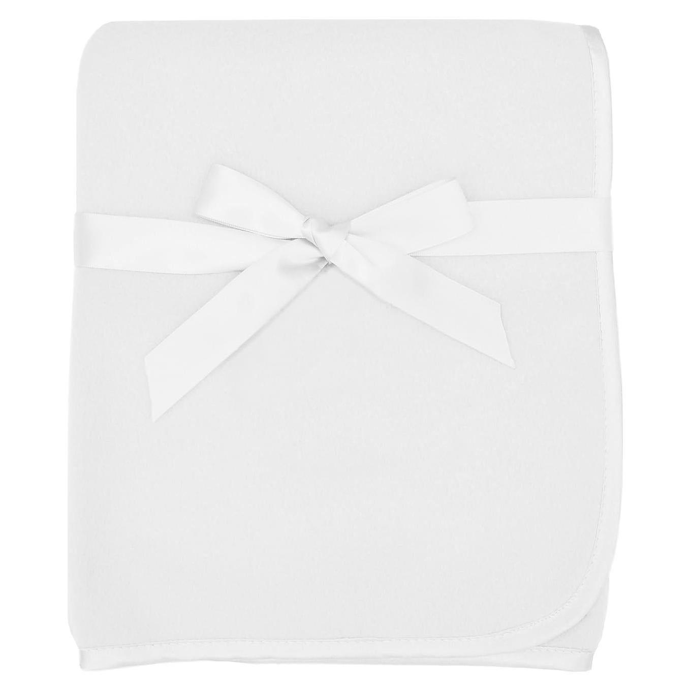 Manta de forro polar TL Care 76.2x76.2 cm blanca con borde de satén