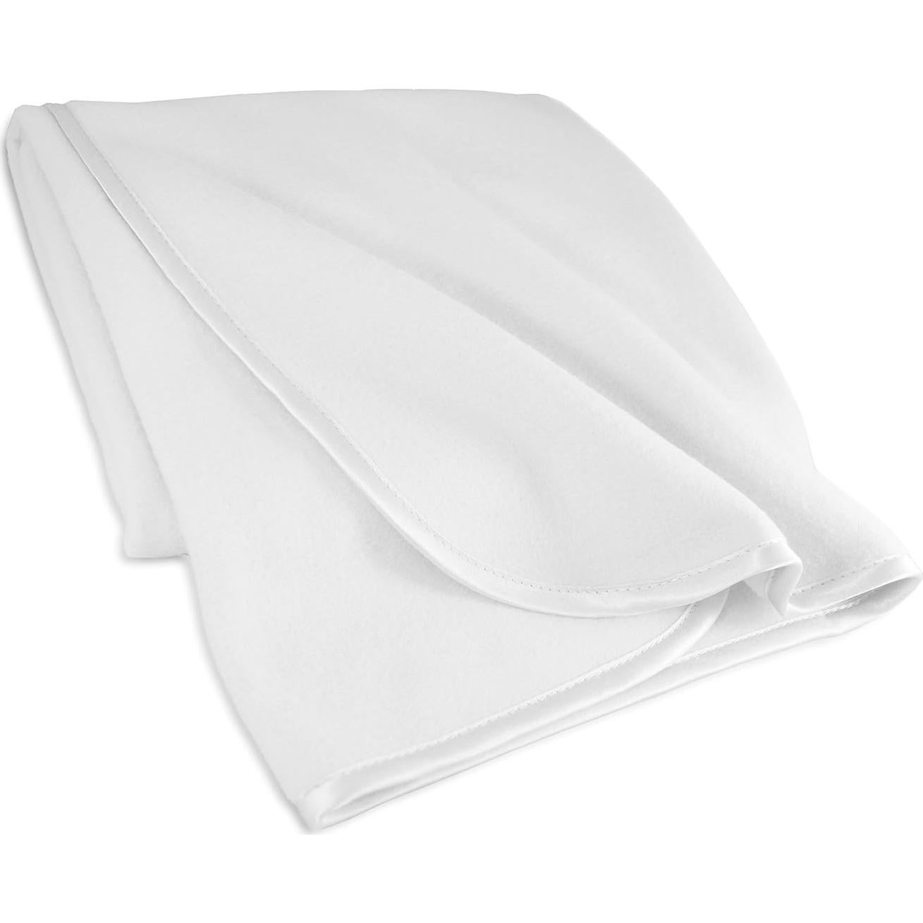 Manta de forro polar TL Care 76.2x76.2 cm blanca con borde de satén