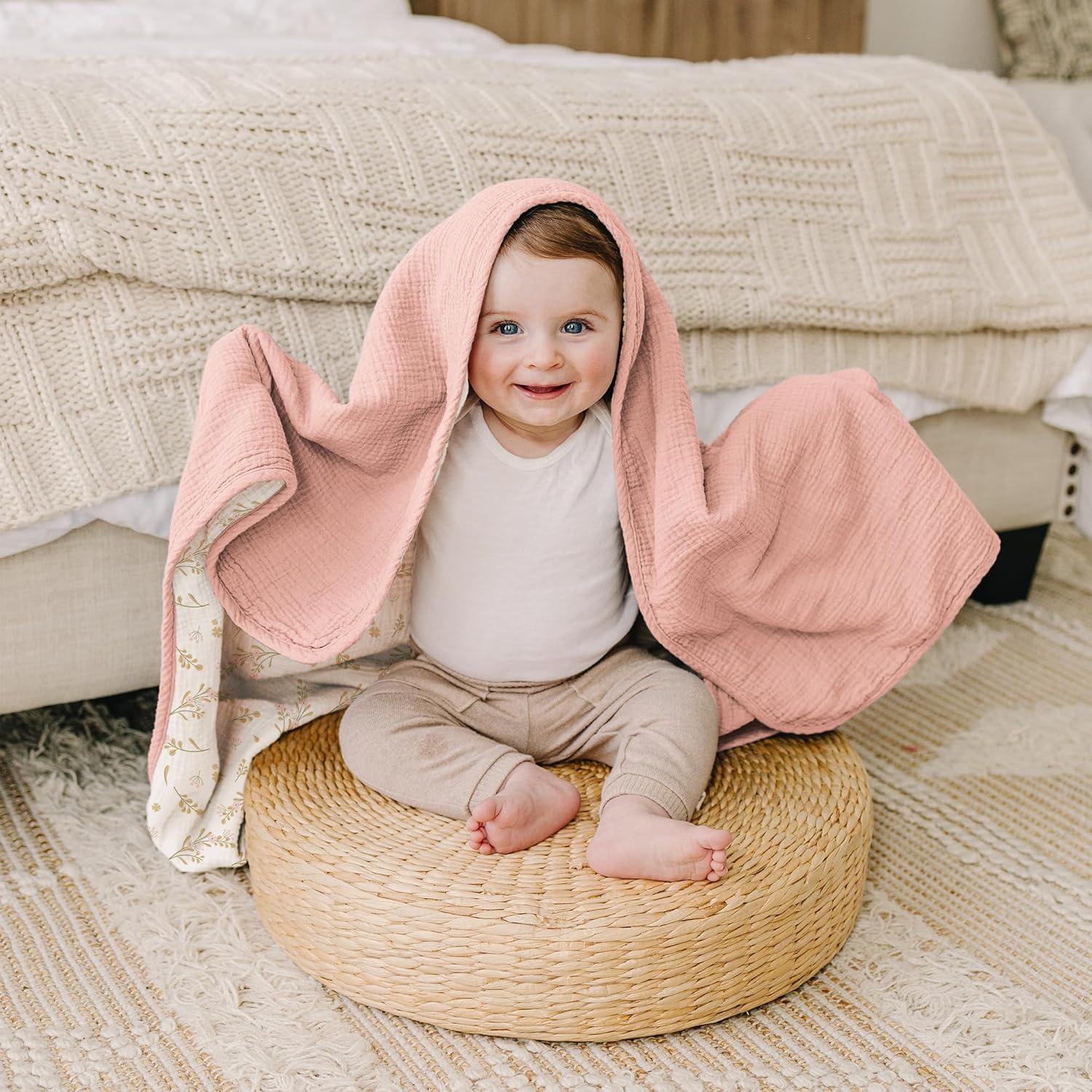 Manta de Muselina Konssy 100% Algodón Floral 101.6x91.4cm