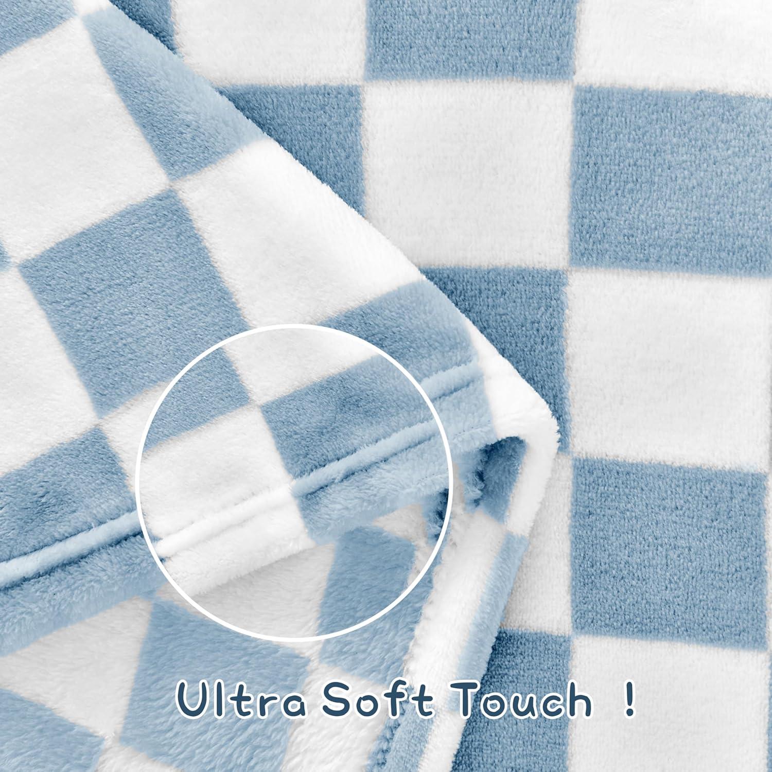 Manta de Bebé a Cuadros Yurhap 76x102cm Forro Polar Azul