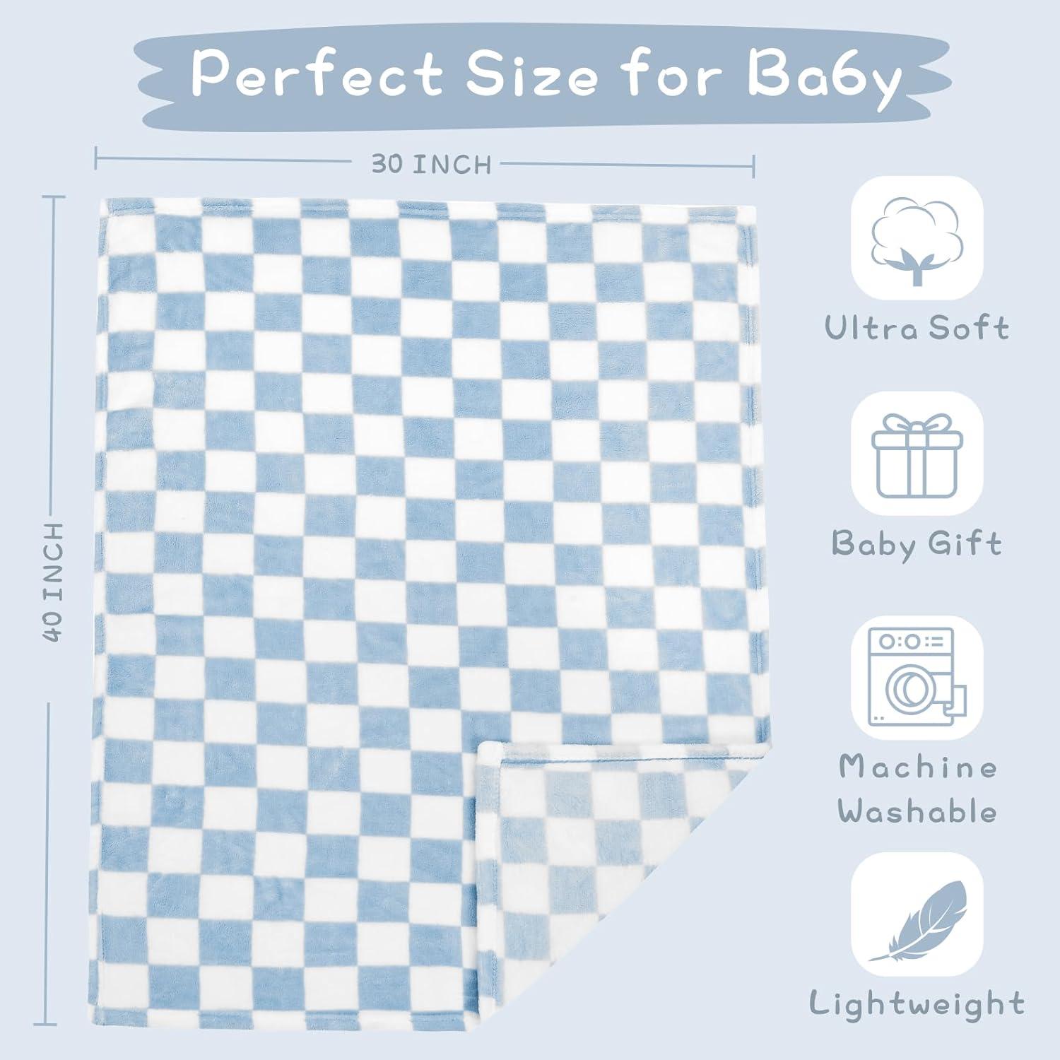 Manta de Bebé a Cuadros Yurhap 76x102cm Forro Polar Azul