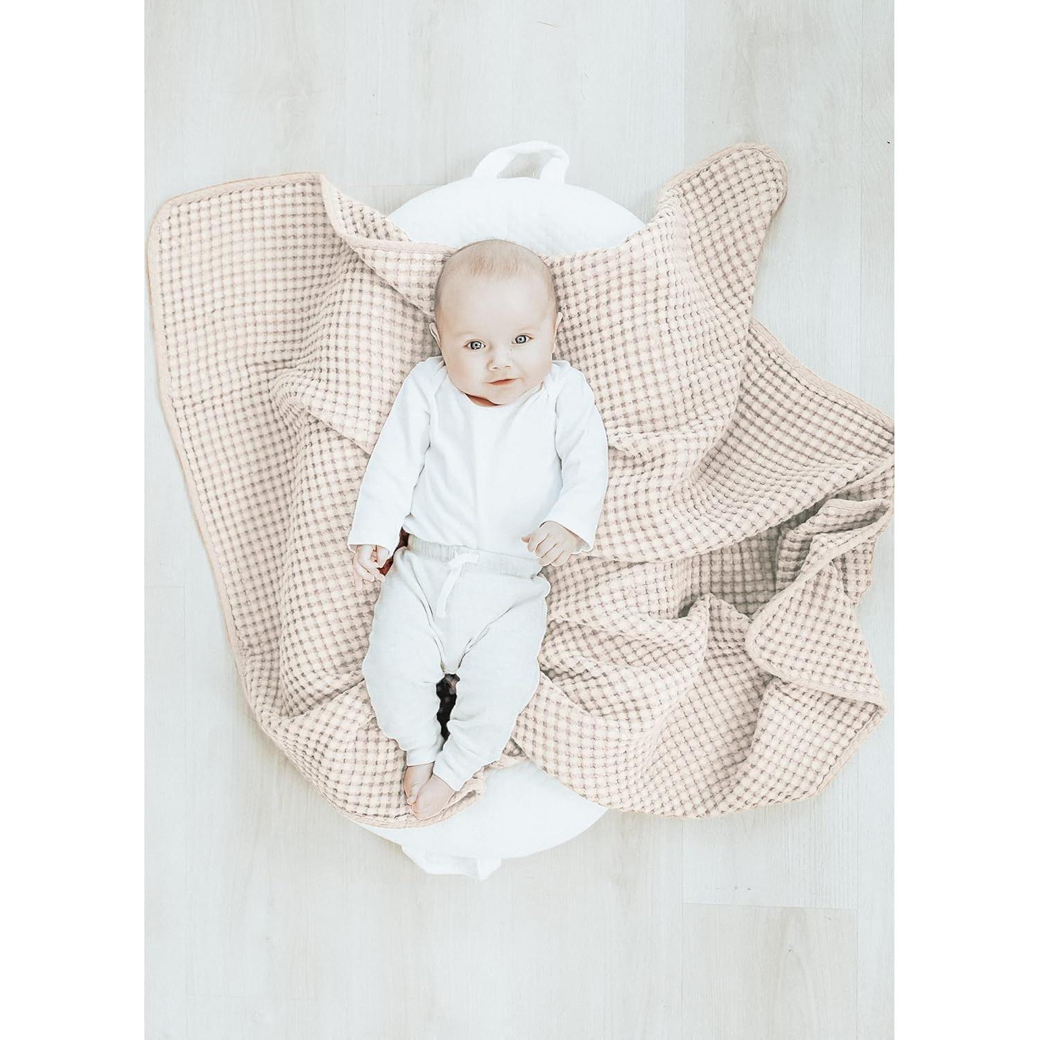 Manta de arrullo Konssy Waffle Avena 104x94 cm para bebé