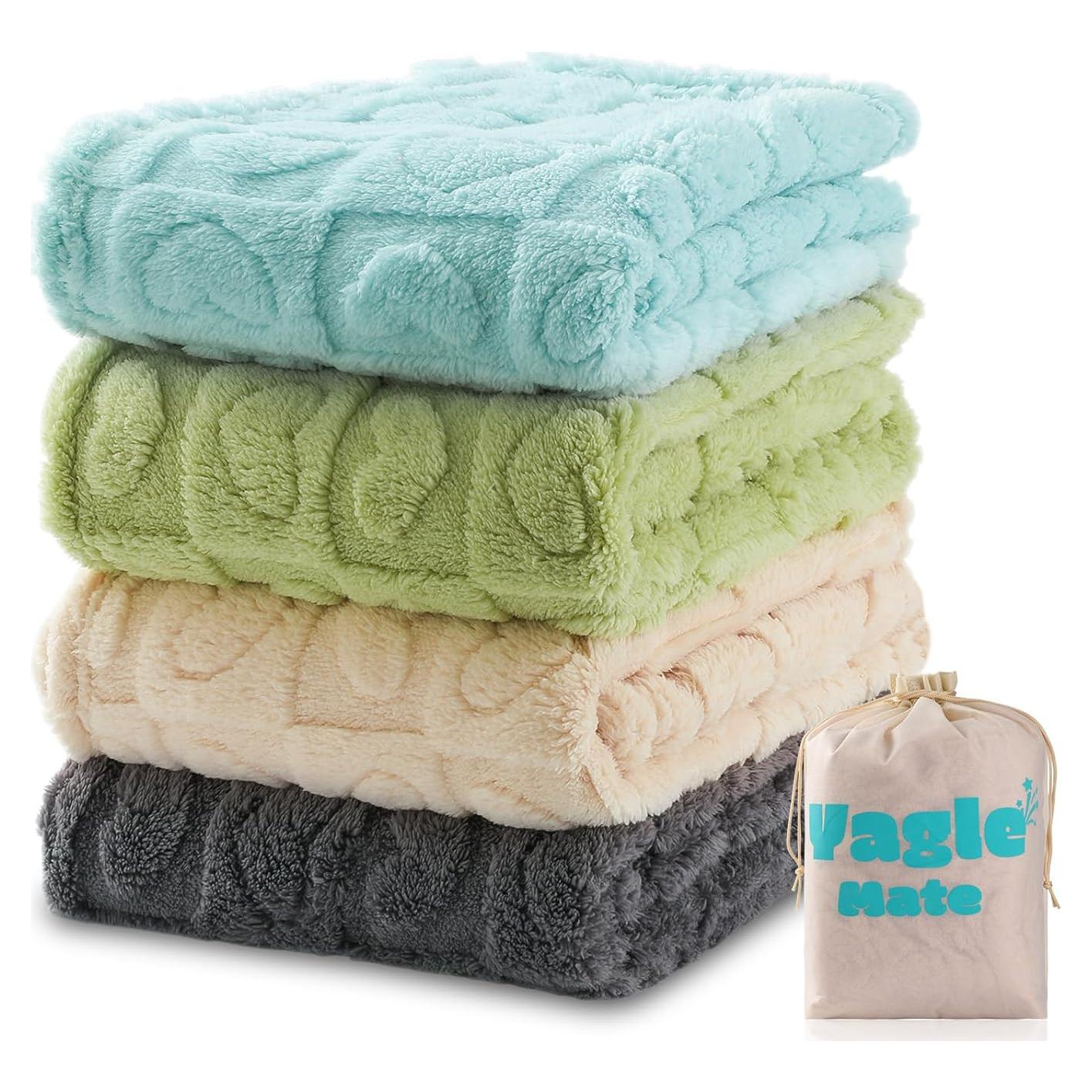 4 Mantas para Bebés Yagle Mate 76x102 cm Suaves y Coloridas