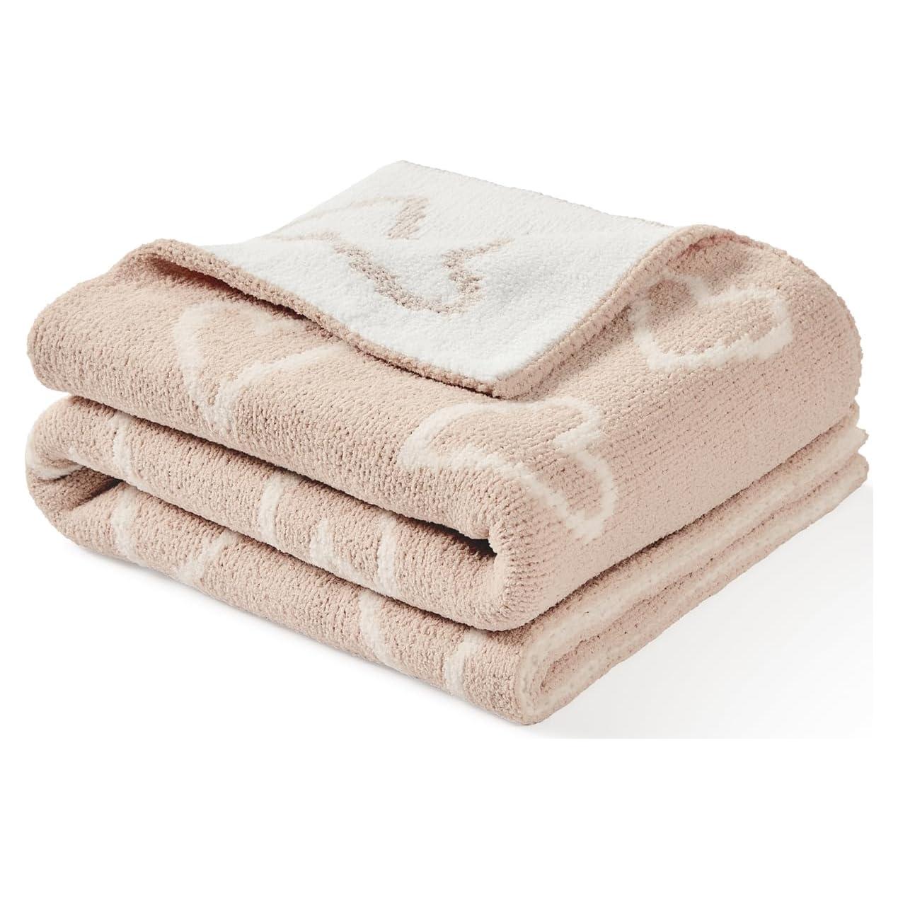 Manta Chenille Suave CREVENT 101.6x76.2cm Corazón Rosa