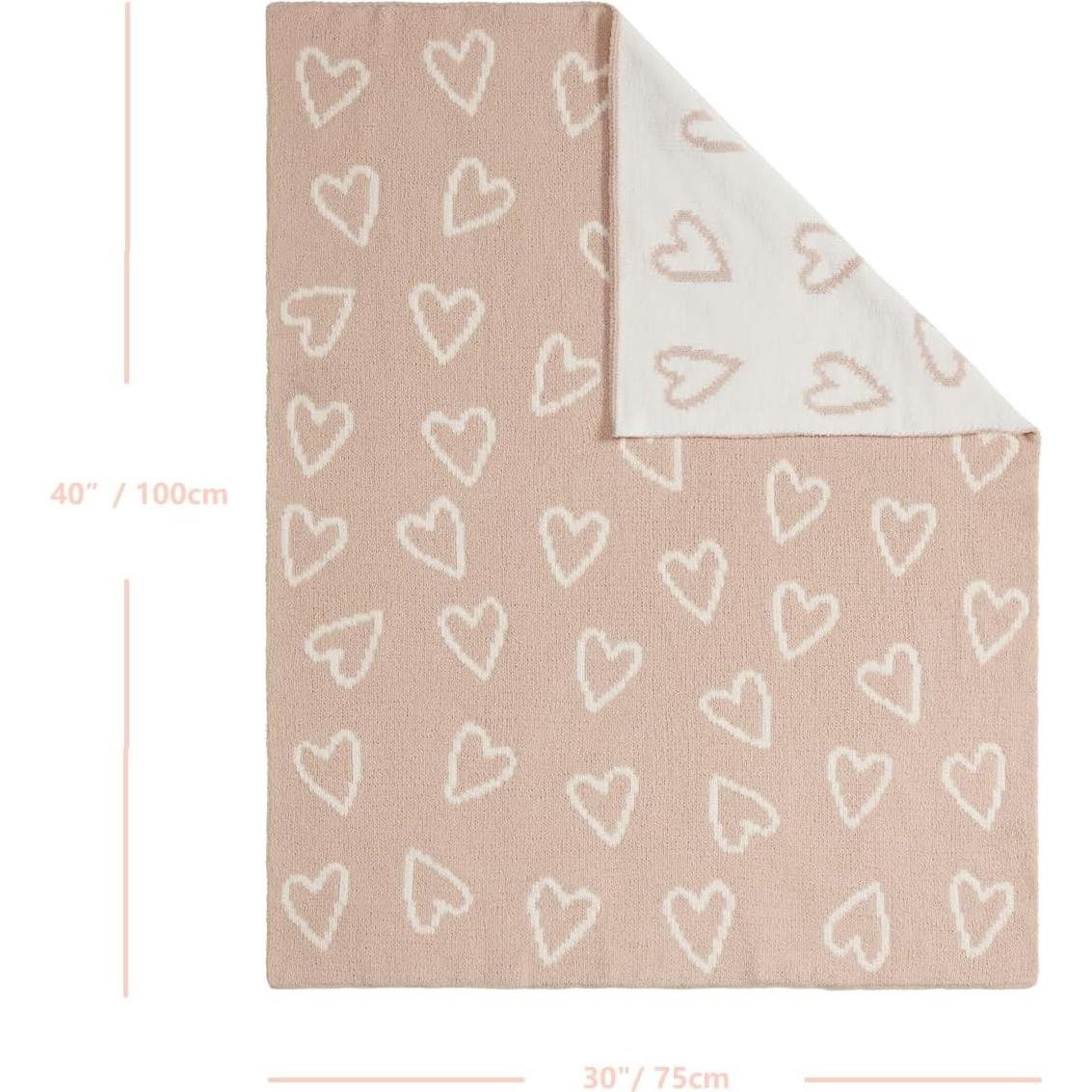 Manta Chenille Suave CREVENT 101.6x76.2cm Corazón Rosa