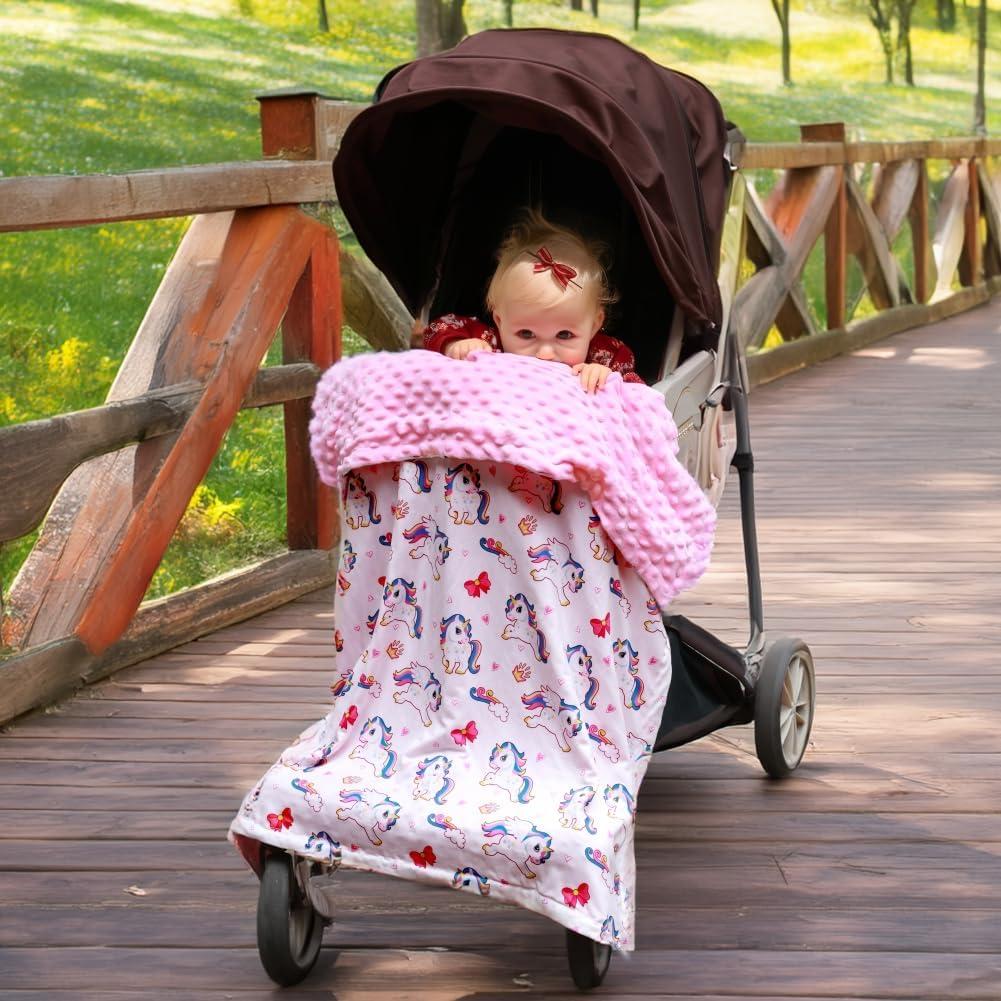 Manta de Bebé Niña FIGEPO Doble Capa Suave 76x102 cm Unicornio