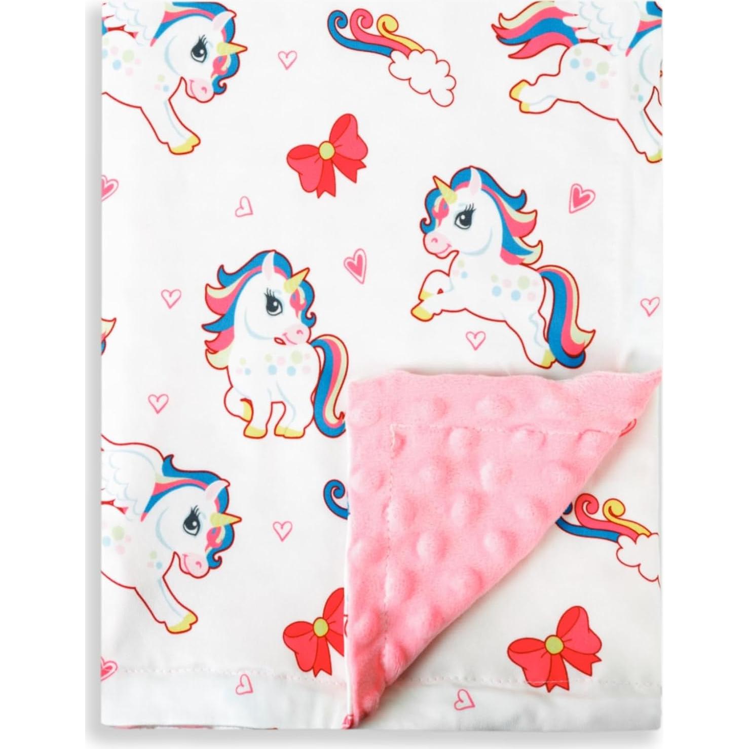 Manta de Bebé Niña FIGEPO Doble Capa Suave 76x102 cm Unicornio