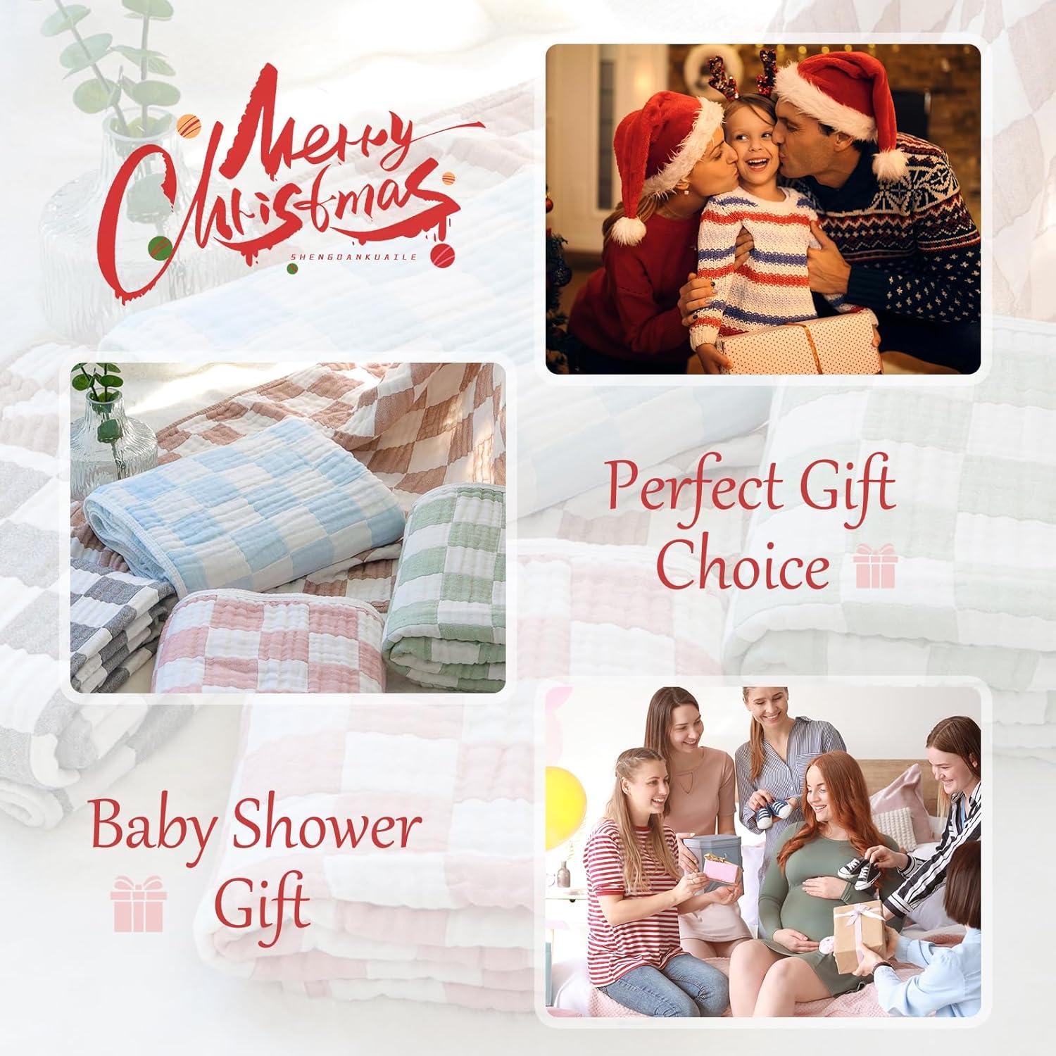 Manta de Muselina BEILIMU 109x109 cm Algodón y Rayón Azul