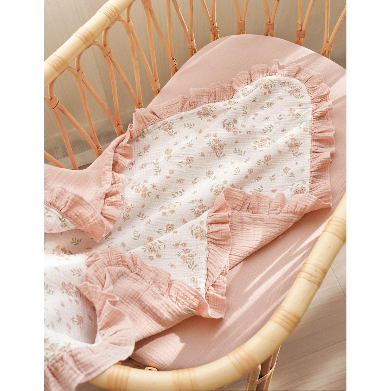 Manta de Muselina Konssy para Bebés 101.6x91.4cm Floral