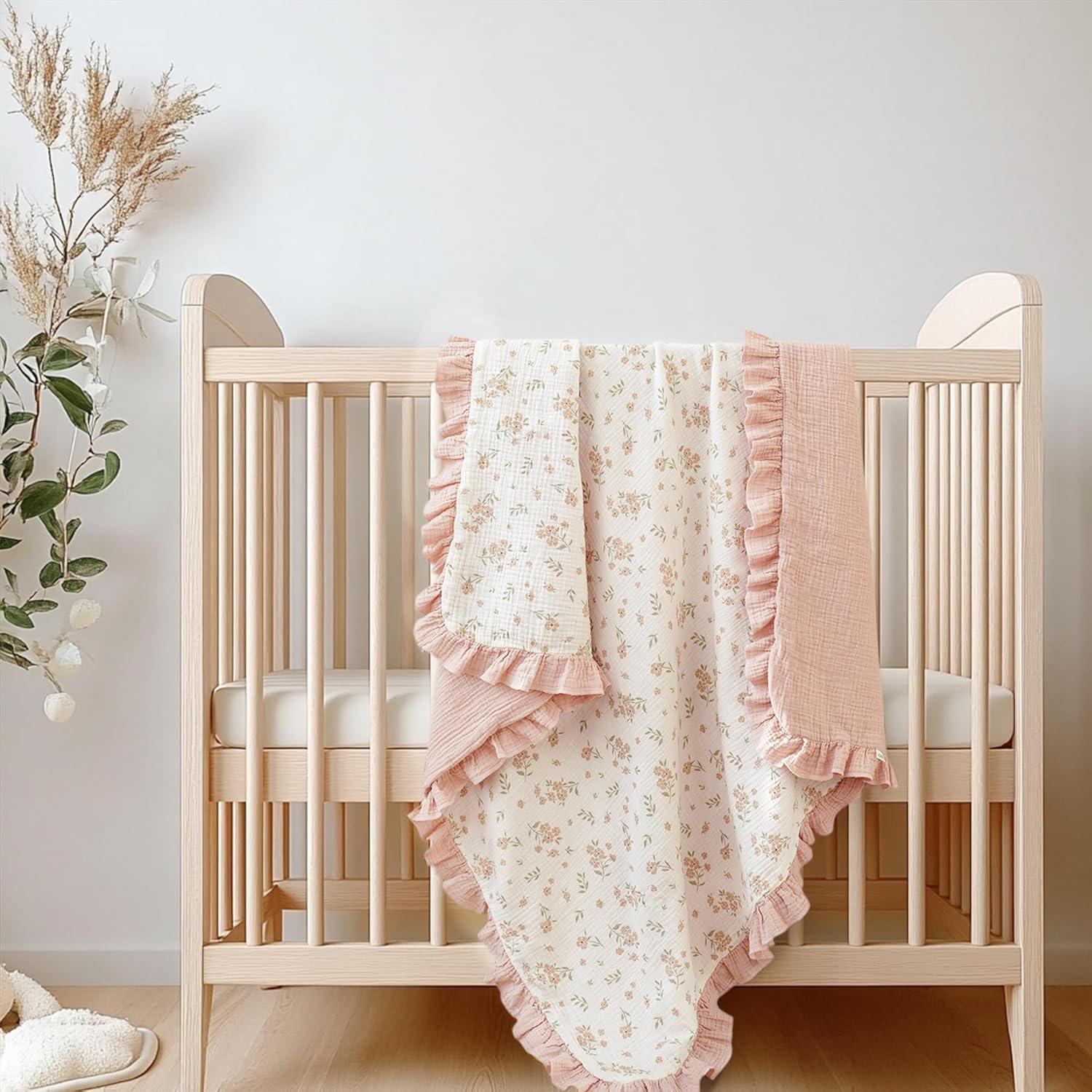 Manta de Muselina Konssy para Bebés 101.6x91.4cm Floral