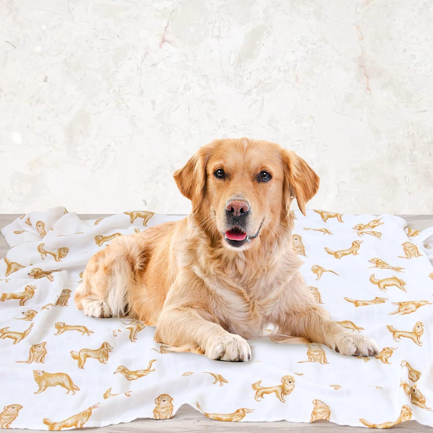 Manta de Muselina LifeTree Golden Retriever 120x120 cm Suave