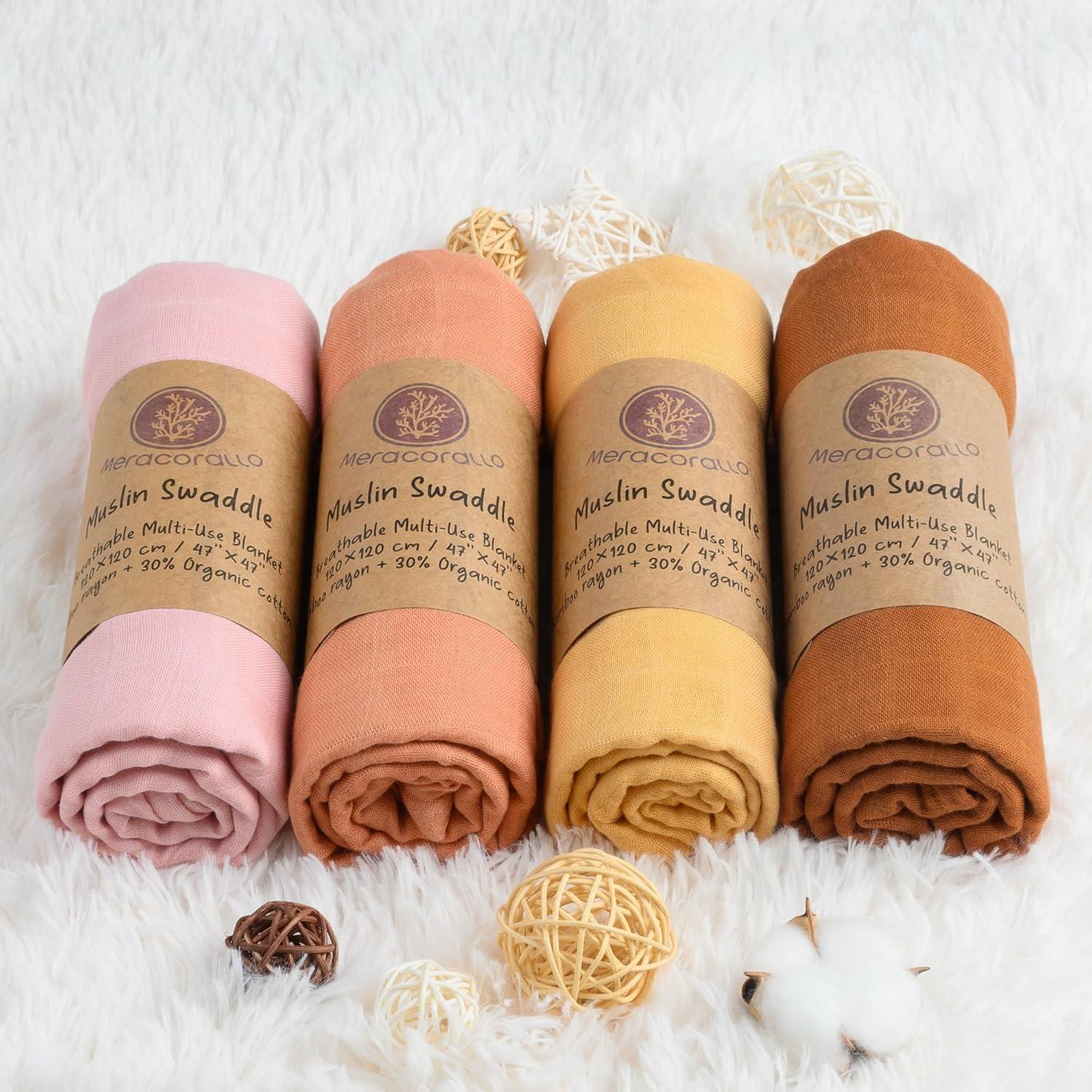 Manta de Muselina Meracorallo 120x120 cm Marrón Suave y Transpirable