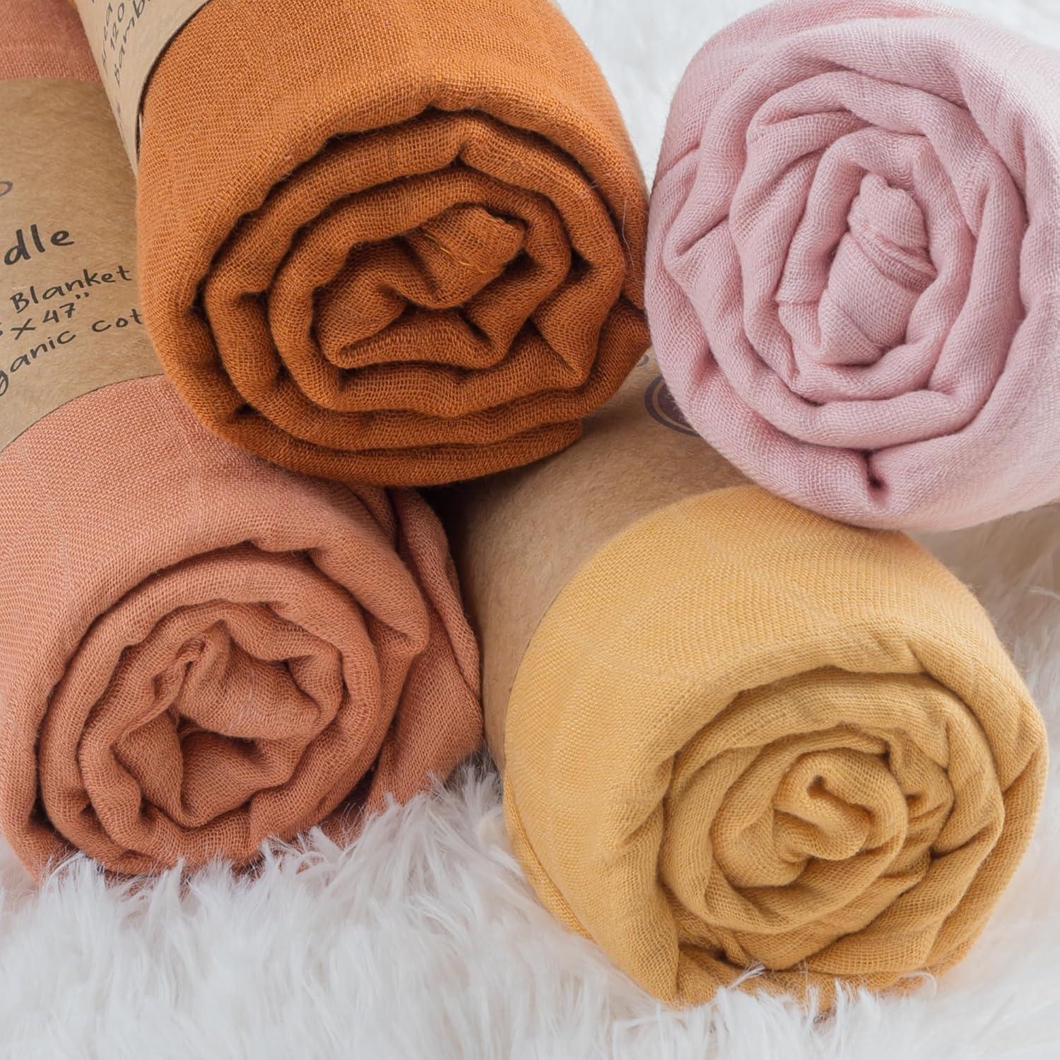 Manta de Muselina Meracorallo 120x120 cm Marrón Suave y Transpirable