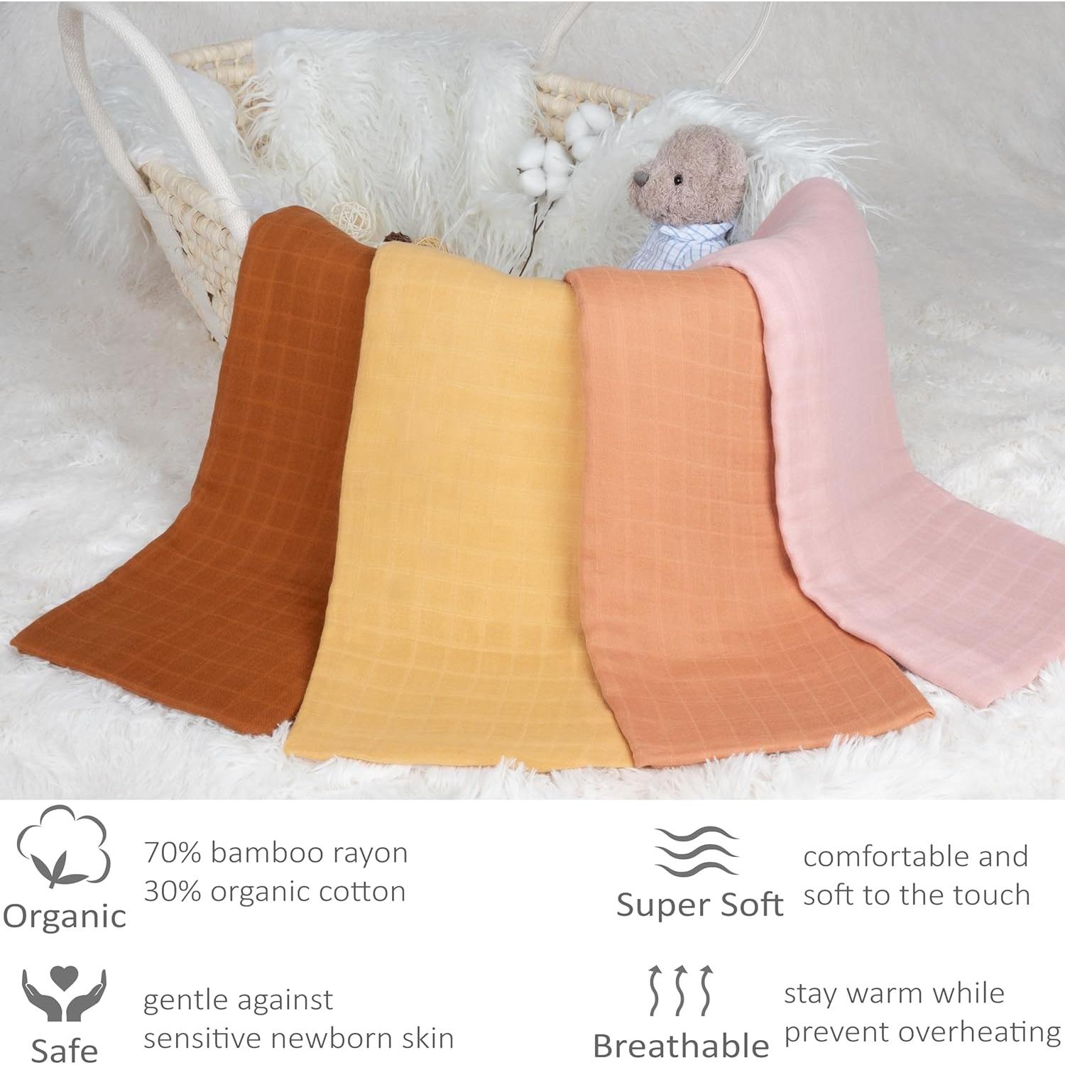 Manta de Muselina Meracorallo 120x120 cm Marrón Suave y Transpirable