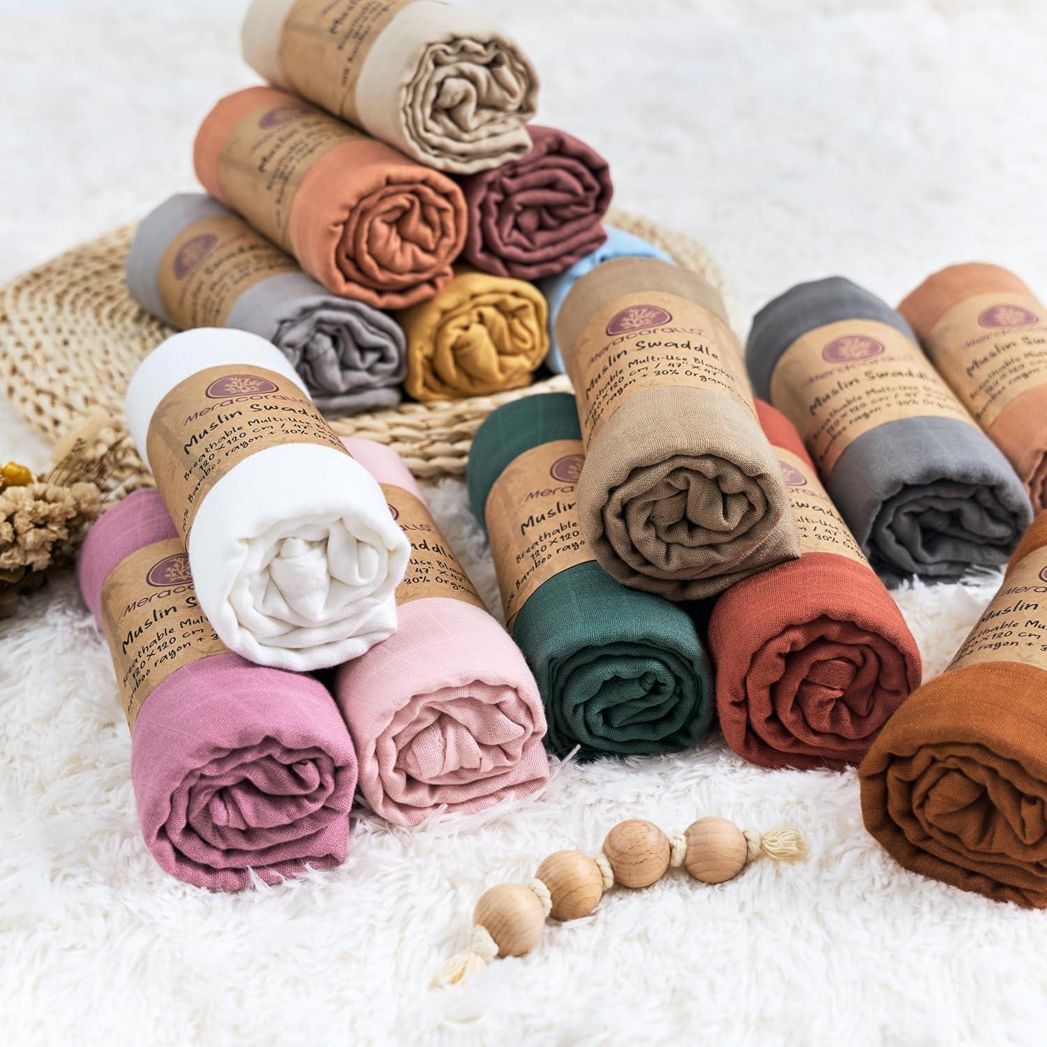 Manta de Muselina Meracorallo 120x120 cm Marrón Suave y Transpirable