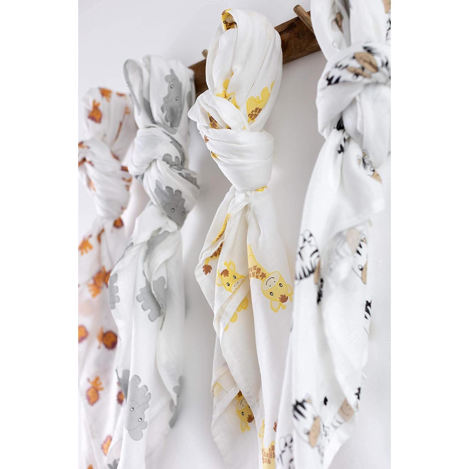 Mantas de Muselina CuddleBug 4 Piezas 119x119 cm Amigos Safari