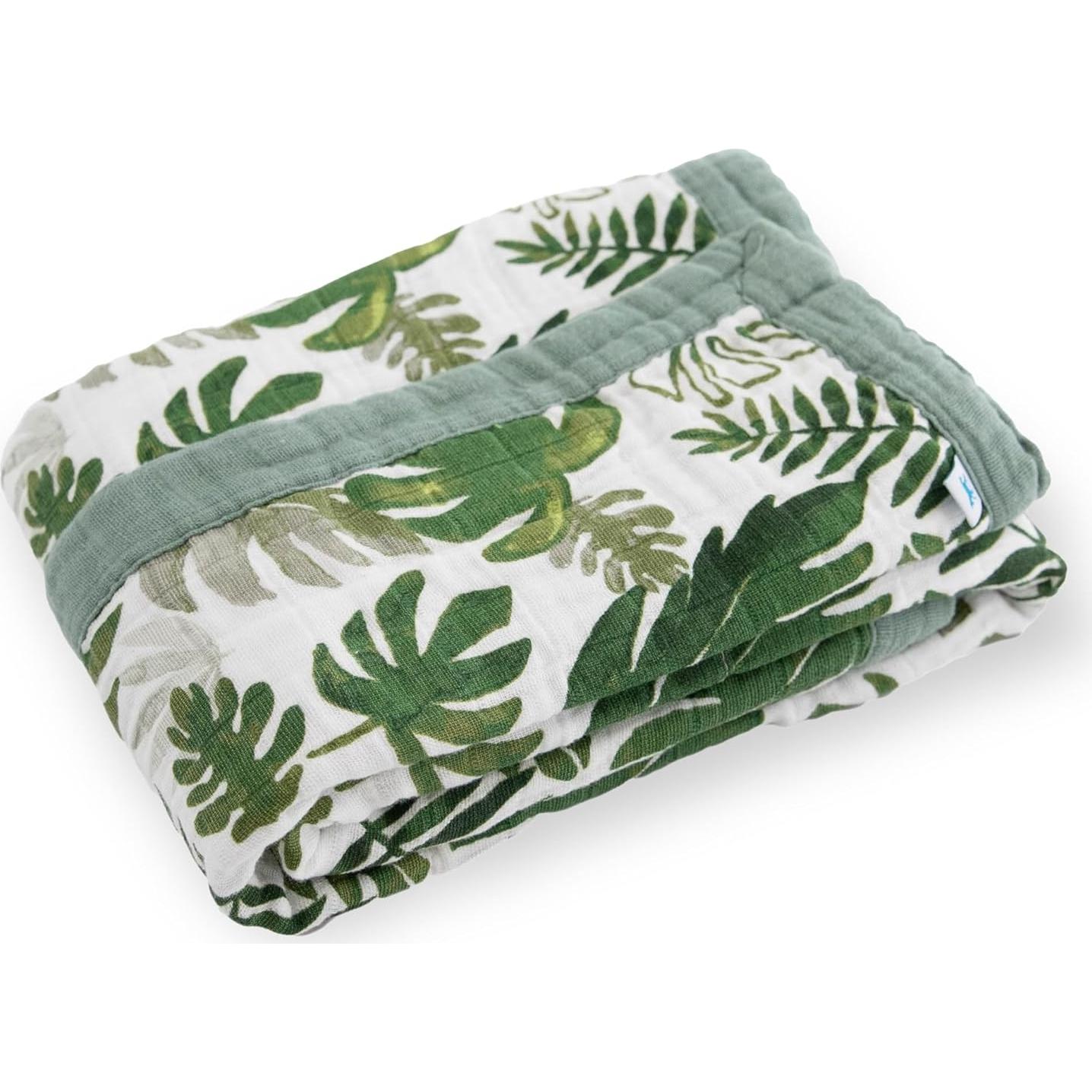 Manta de Recepción Pequeño Unicornio 76x102cm Algodón Muselina Hoja Tropical