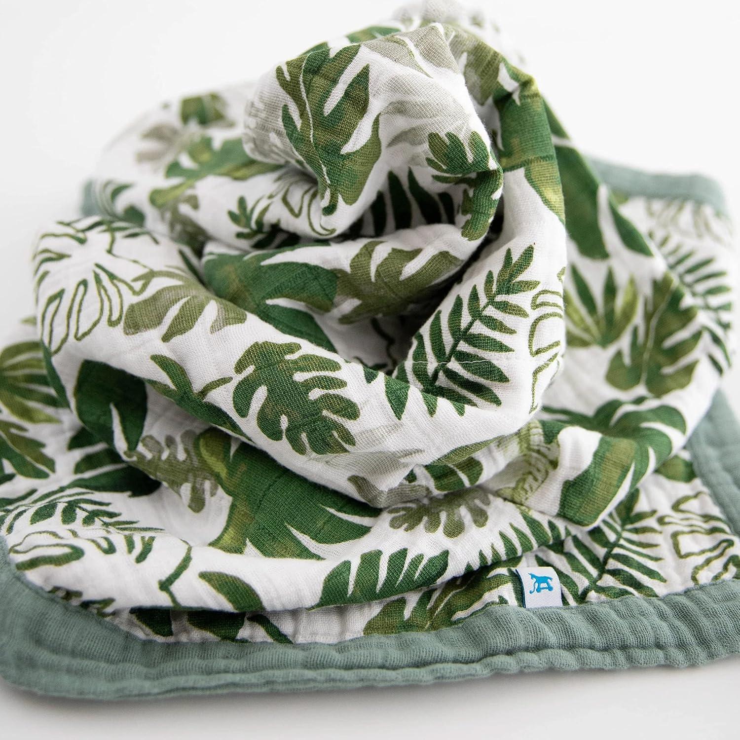 Manta de Recepción Pequeño Unicornio 76x102cm Algodón Muselina Hoja Tropical