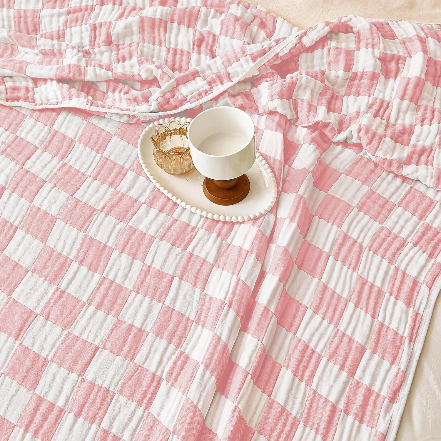 Manta de Muselina SANACYNA 100% Algodón 6 Capas Rosa 76x102cm