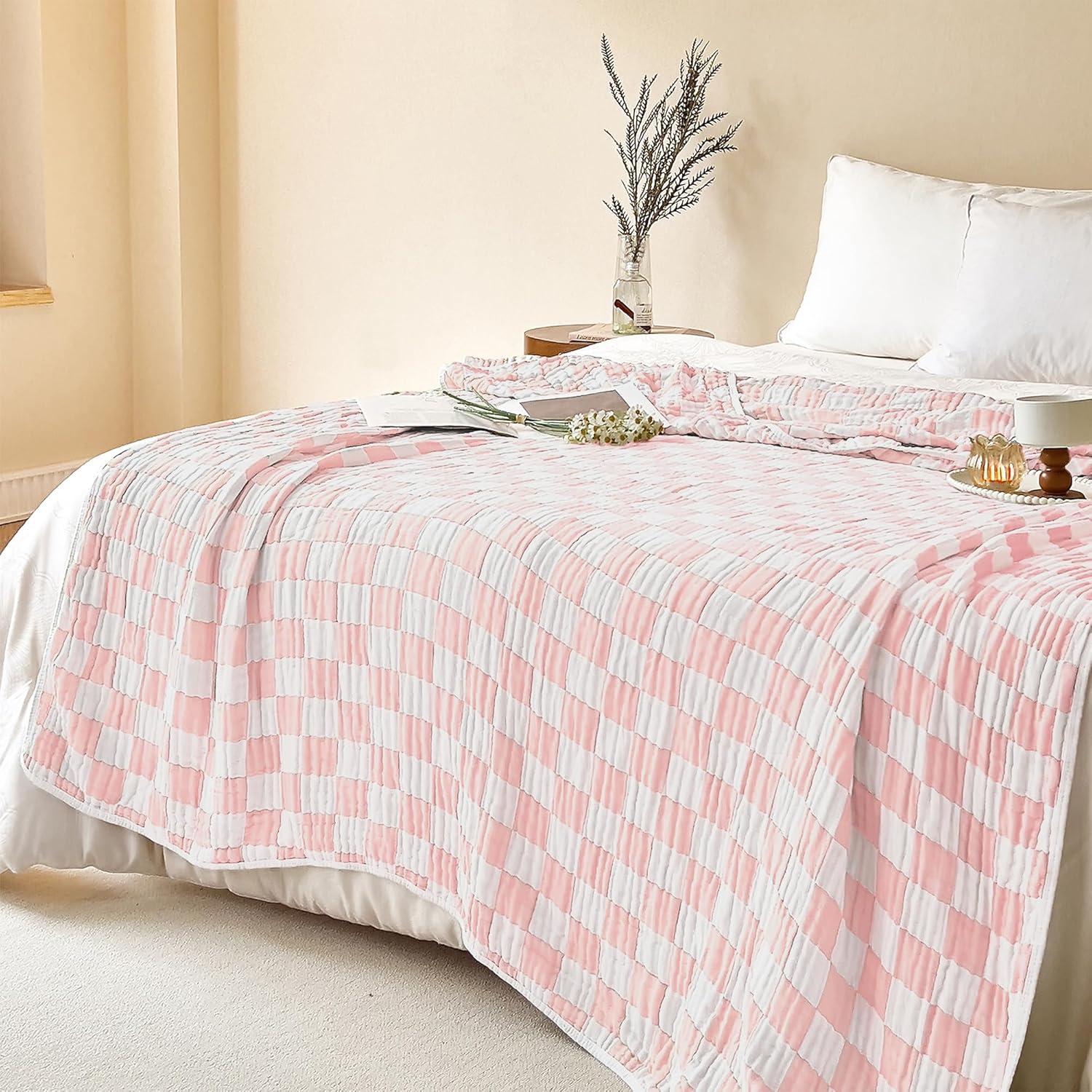 Manta de Muselina SANACYNA 100% Algodón 6 Capas Rosa 76x102cm