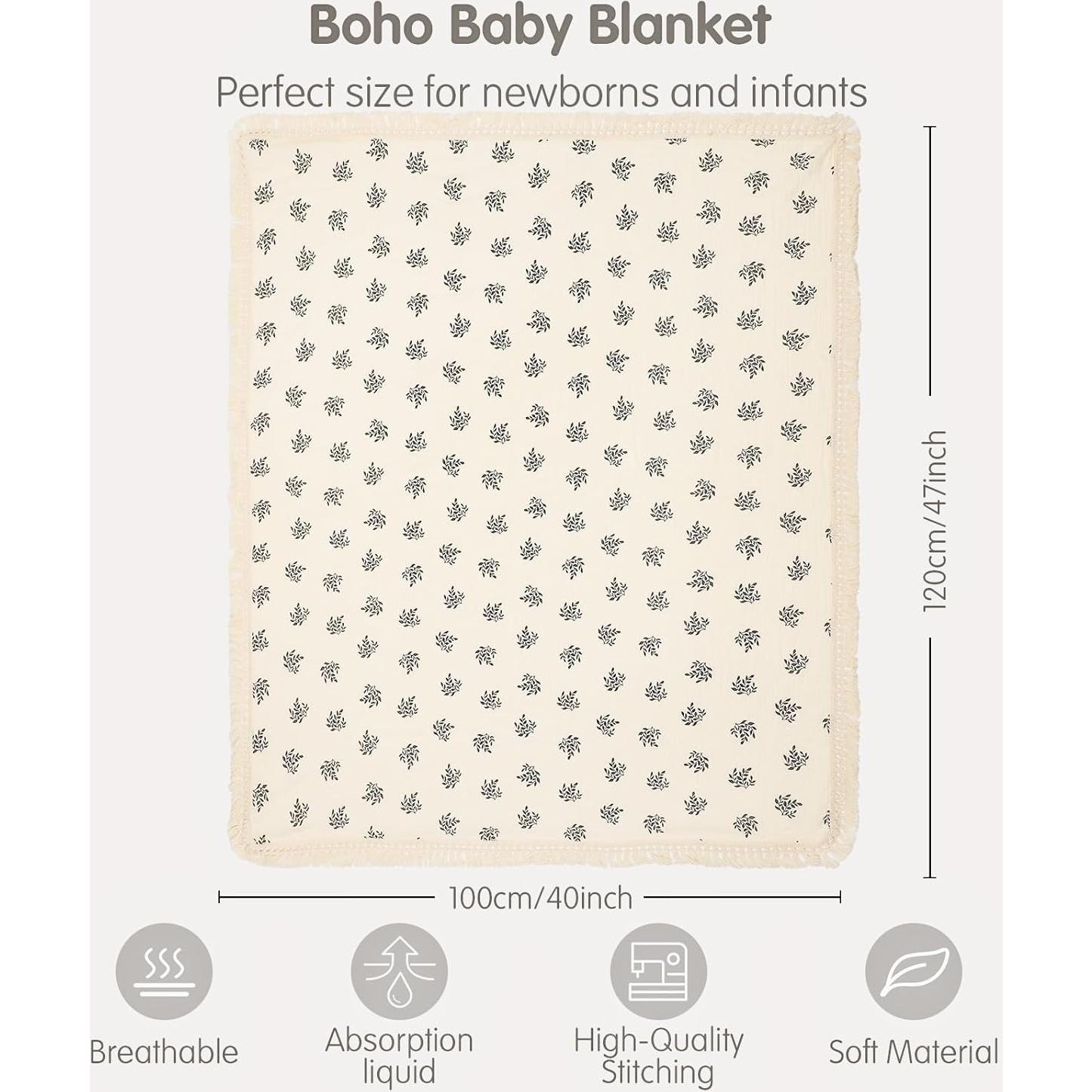 Manta de Muselina Insular 120x100 cm Bohemia con Borlas