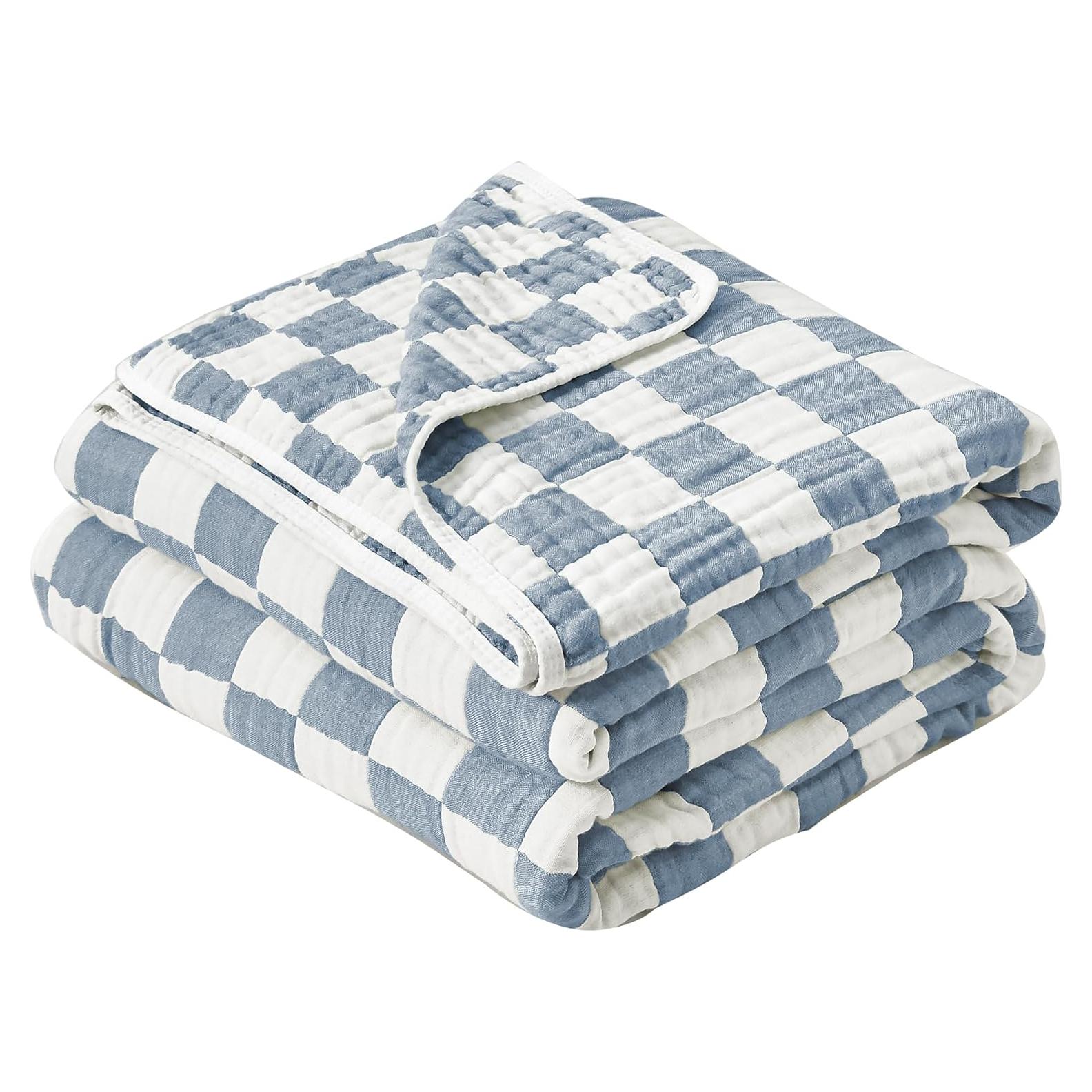 Manta de Muselina Brnabiou 100% Algodón 104x104 cm Azul