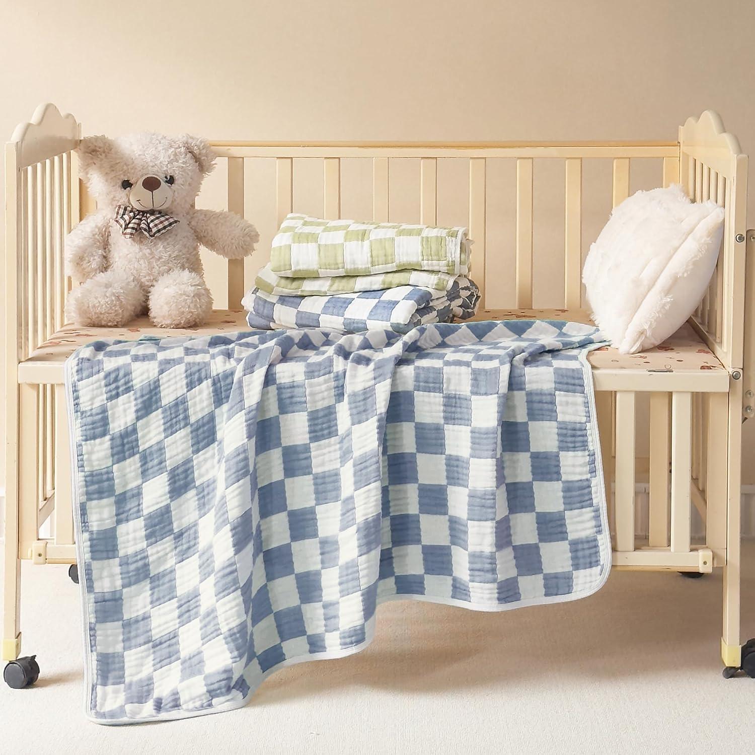 Manta de Muselina Brnabiou 100% Algodón 104x104 cm Azul