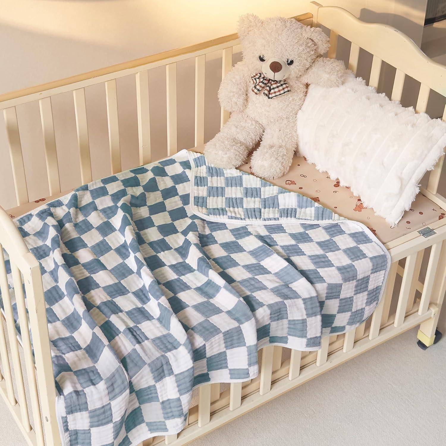 Manta de Muselina Brnabiou 100% Algodón 104x104 cm Azul