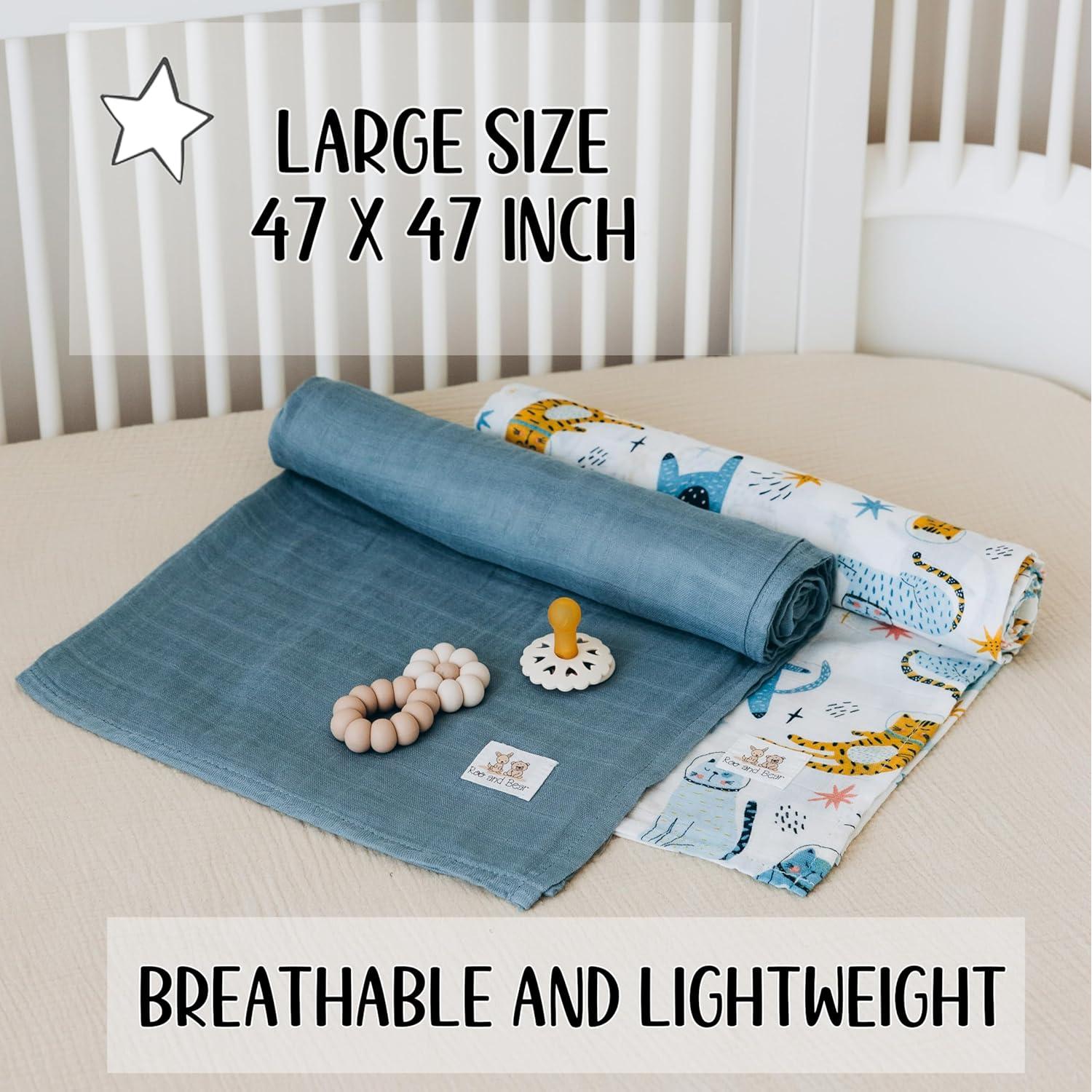 Manta de Muselina para Bebé Roo y Bear 120x120 cm 2 Pzas Gatos Espaciales