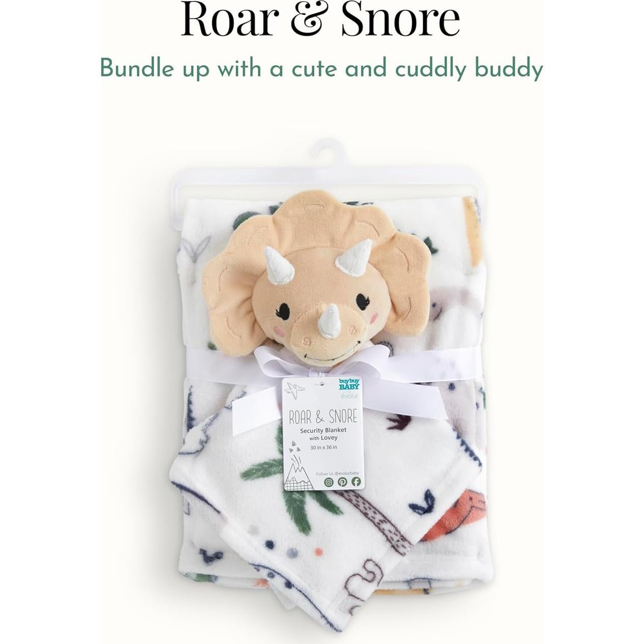 Conjunto de Regalo Evolur Roar y Snore Manta y Lovey Bebé