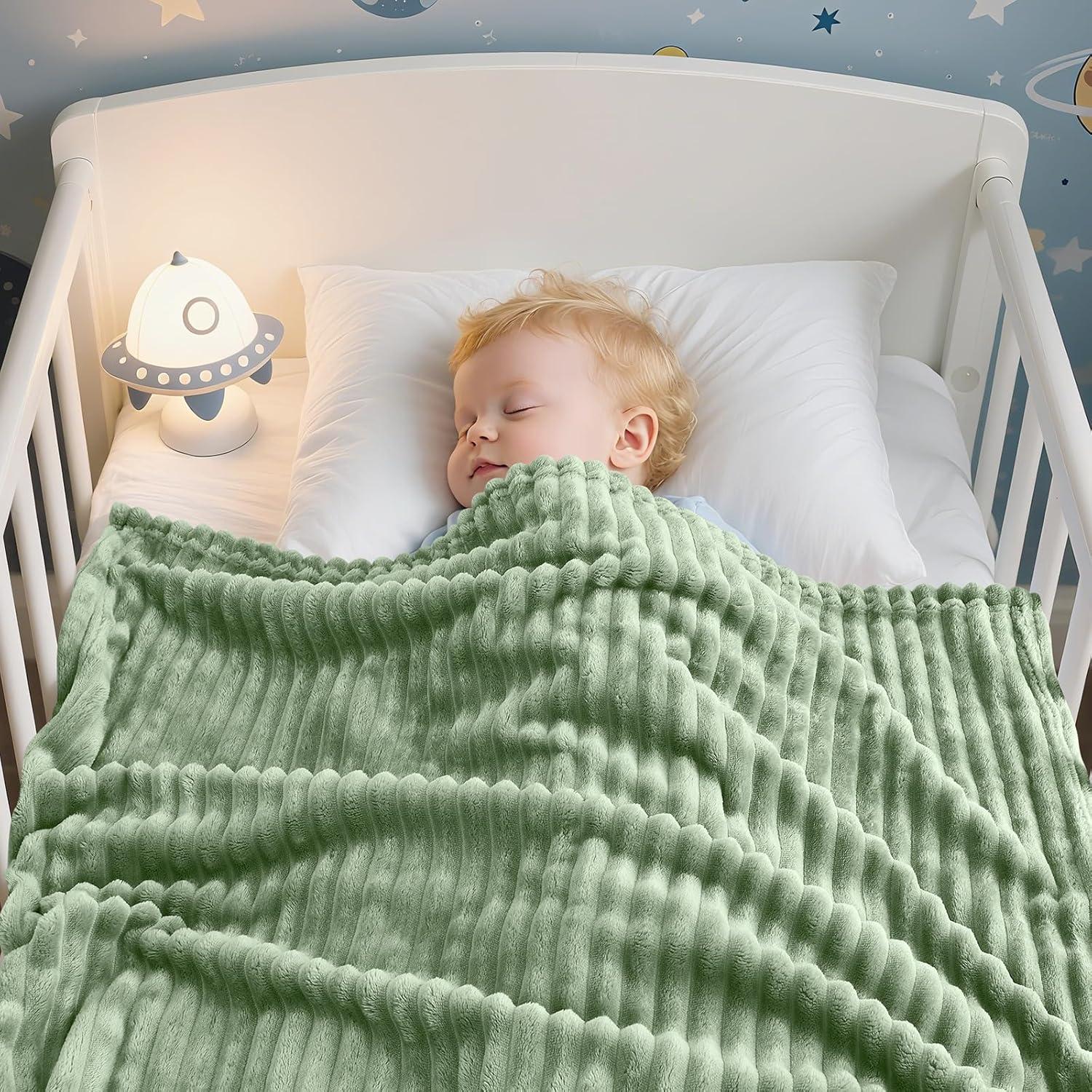 Manta de bebé Eonkasp 76x102 cm verde salvia suave y ligera