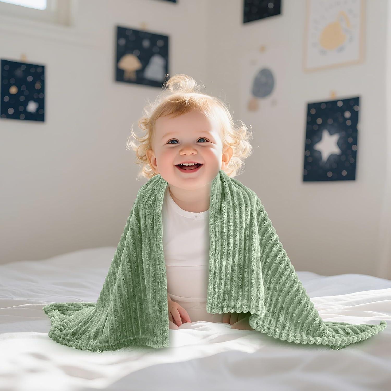 Manta de bebé Eonkasp 76x102 cm verde salvia suave y ligera