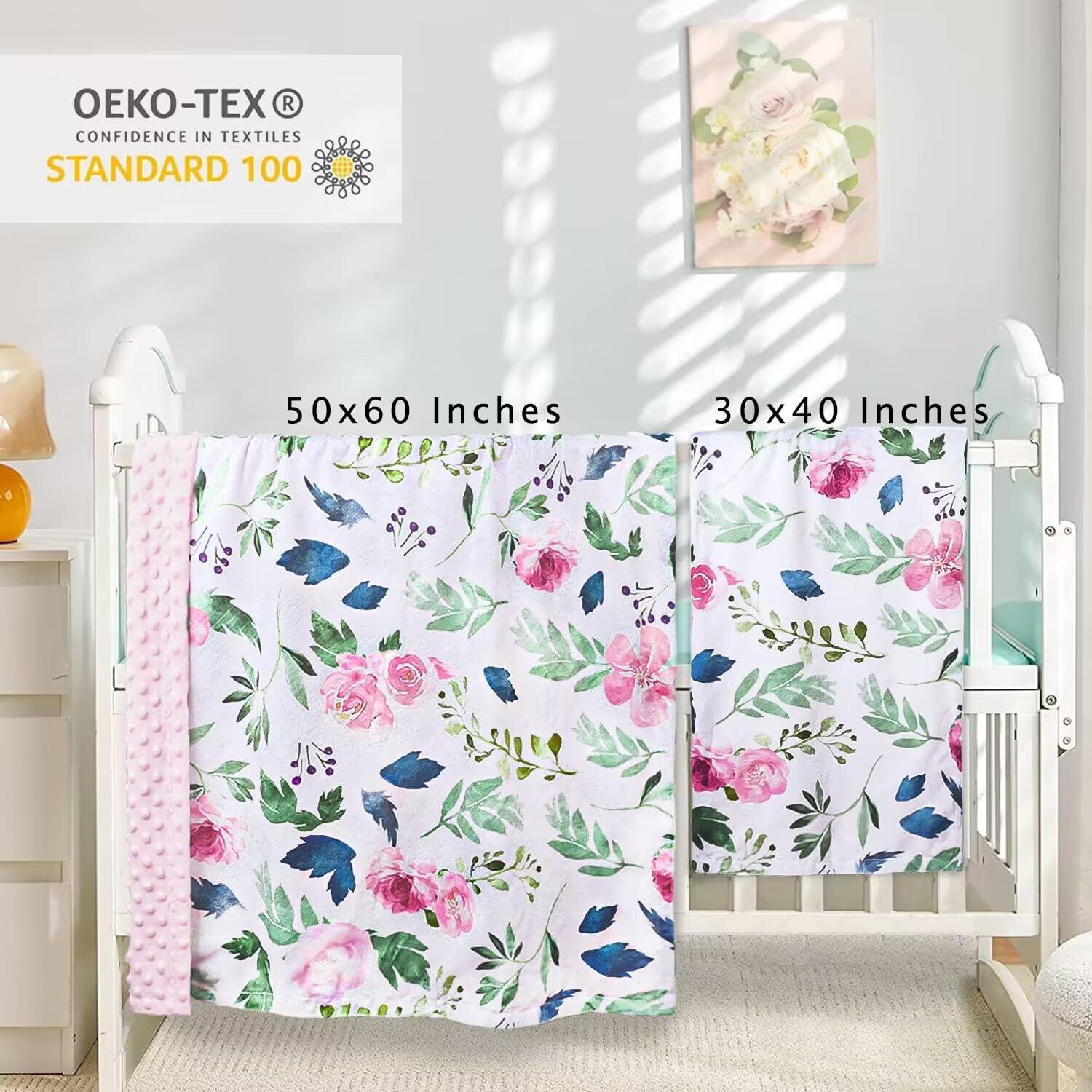 Manta para Bebés HOMRITAR Rosa Floral 75 x 100 cm Suave