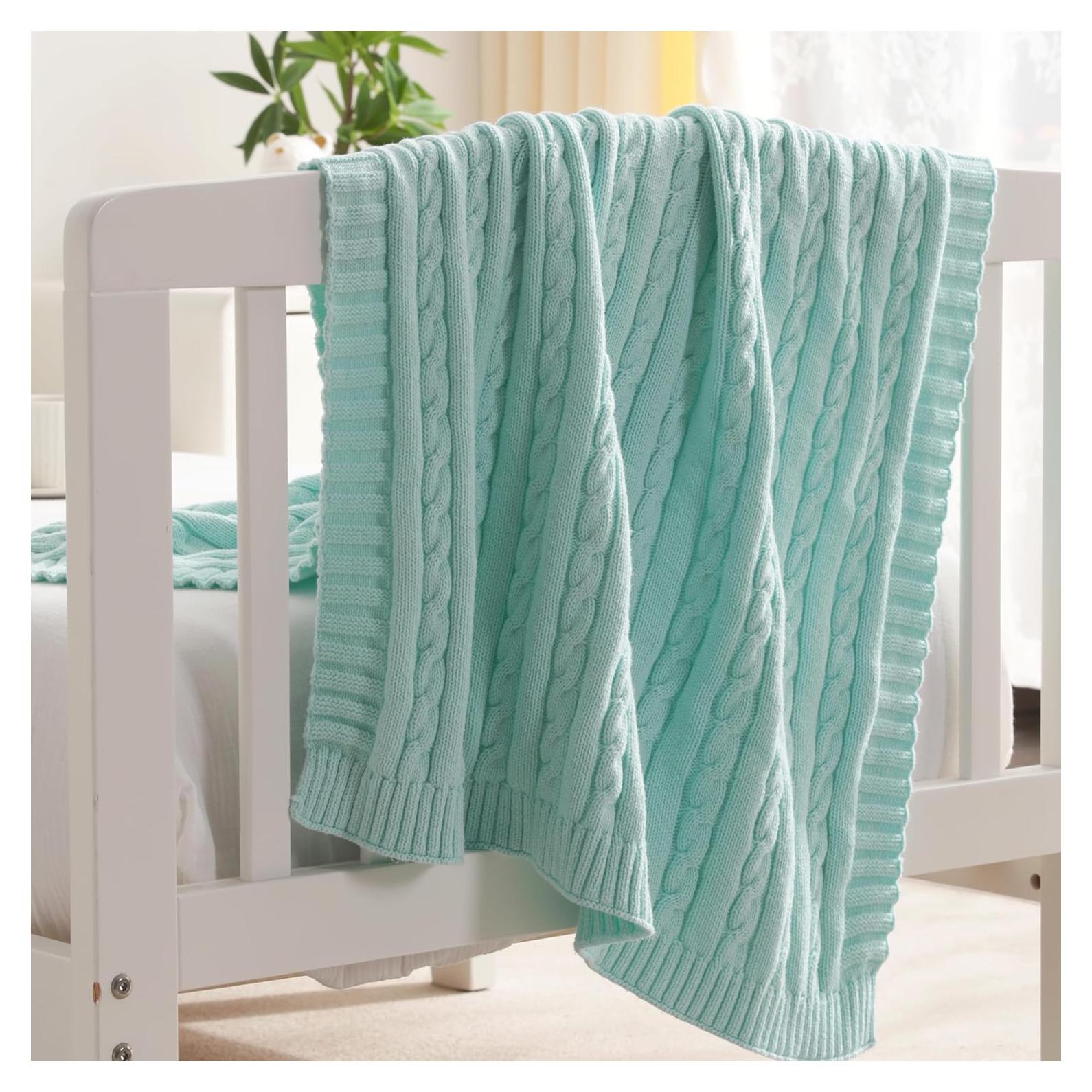 Manta de Algodón NTBAY 30x40 Pulgadas Azul Claro Suave