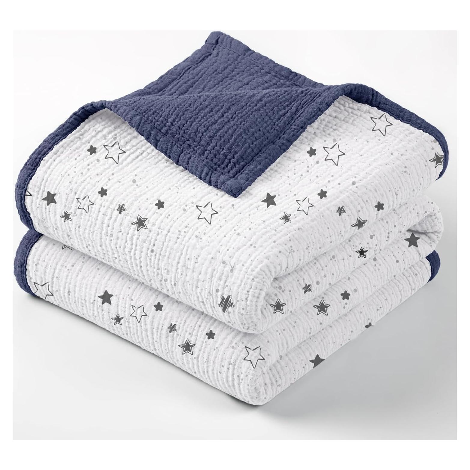 Manta de Muselina Lulu Moon 119x119 cm Estrella Azul