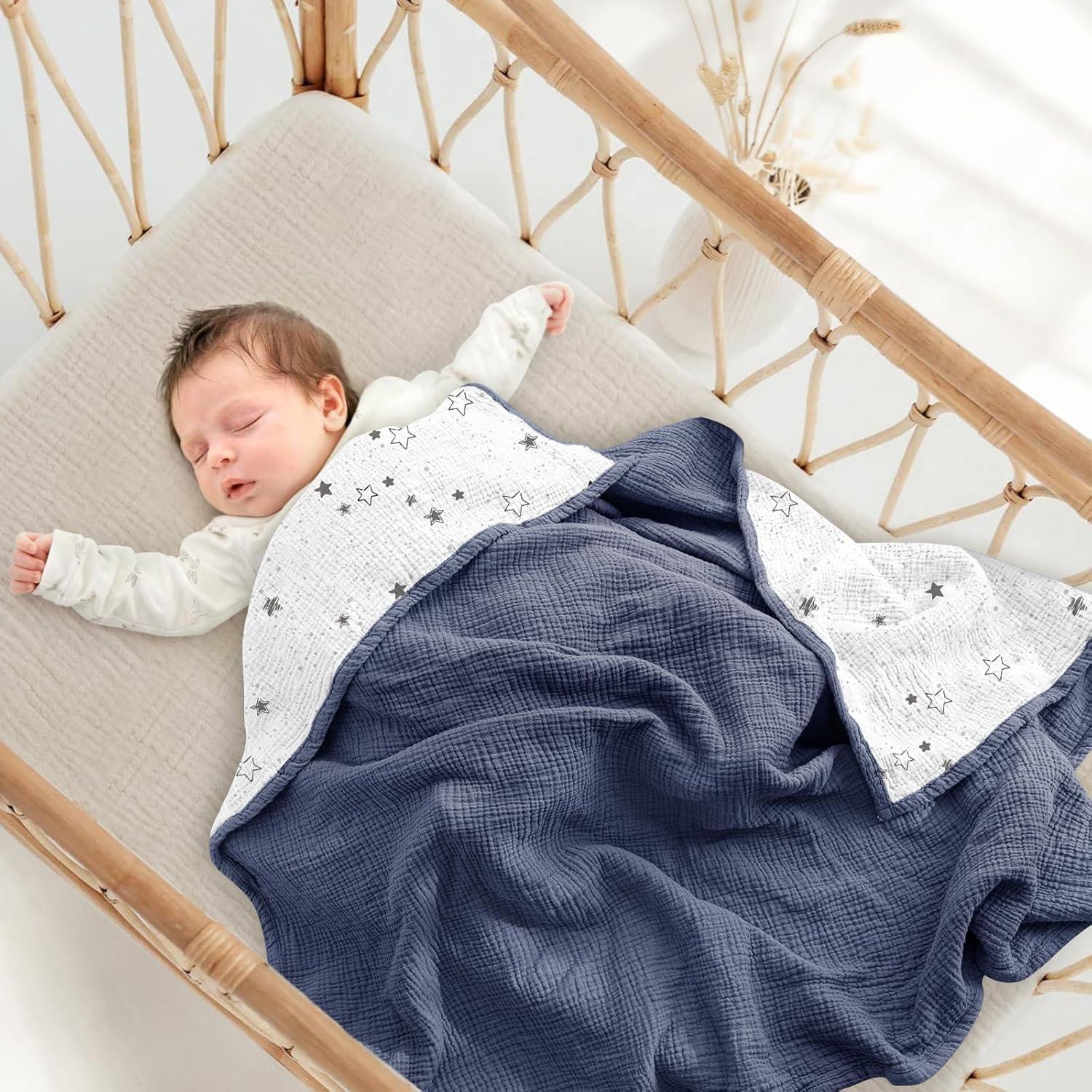 Manta de Muselina Lulu Moon 119x119 cm Estrella Azul