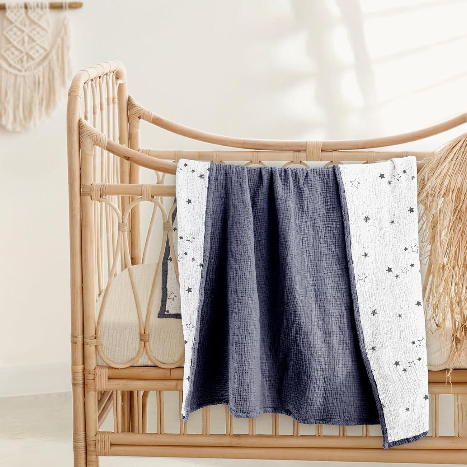 Manta de Muselina Lulu Moon 119x119 cm Estrella Azul