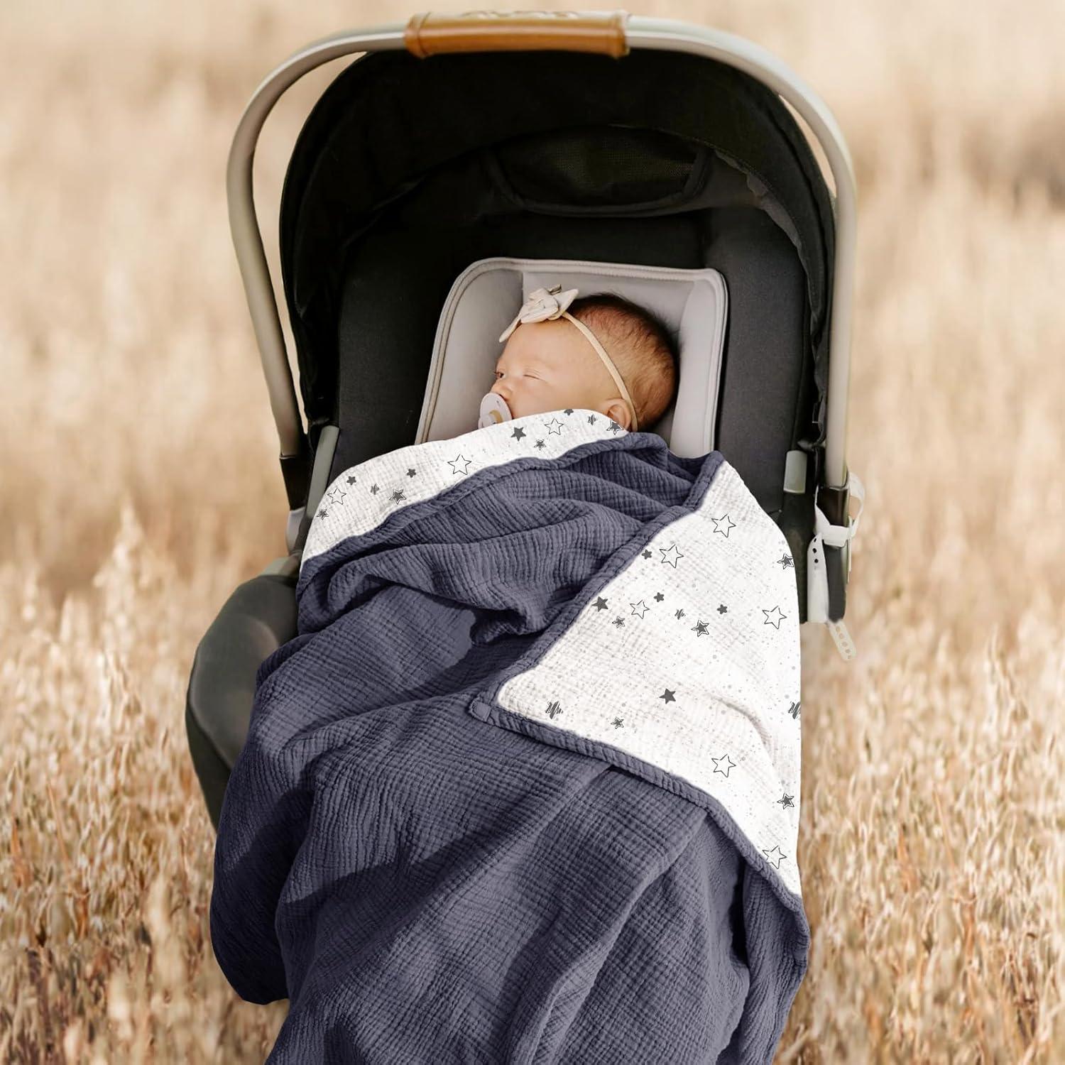 Manta de Muselina Lulu Moon 119x119 cm Estrella Azul