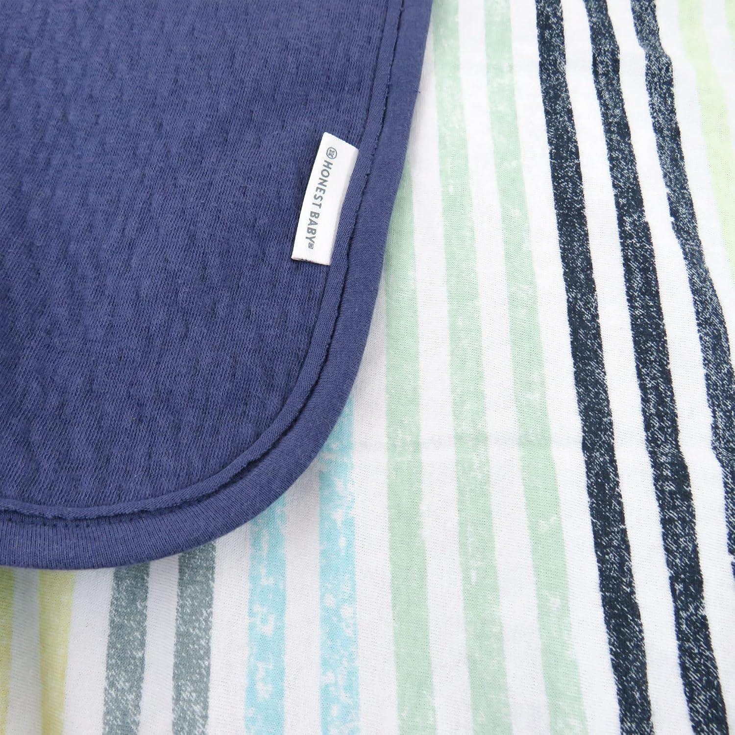 Manta Reversible Matelasse HonestBaby 100% Algodón Orgánico Rayas Arcoíris