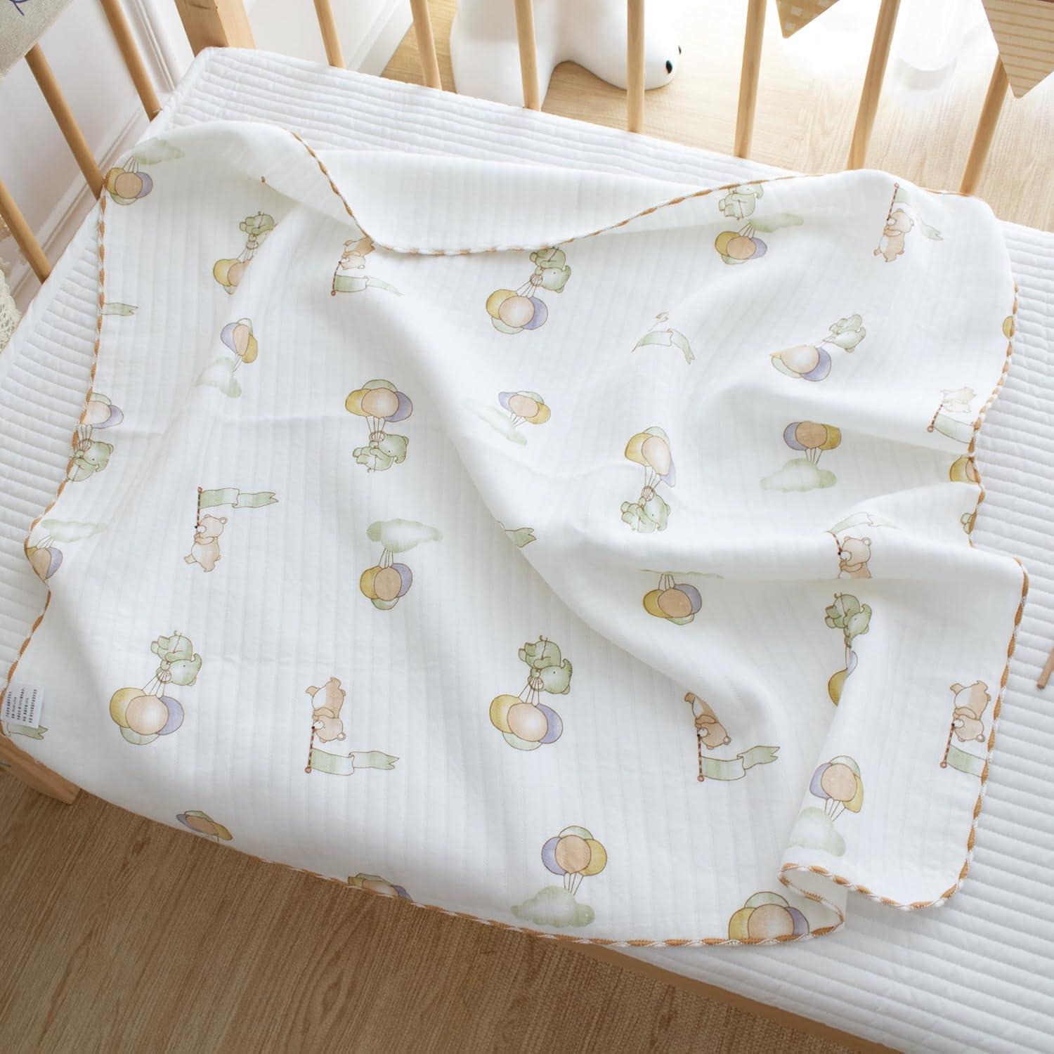 Manta de Algodón Gunnaicat 85x85cm Elefante Suave y Ligera