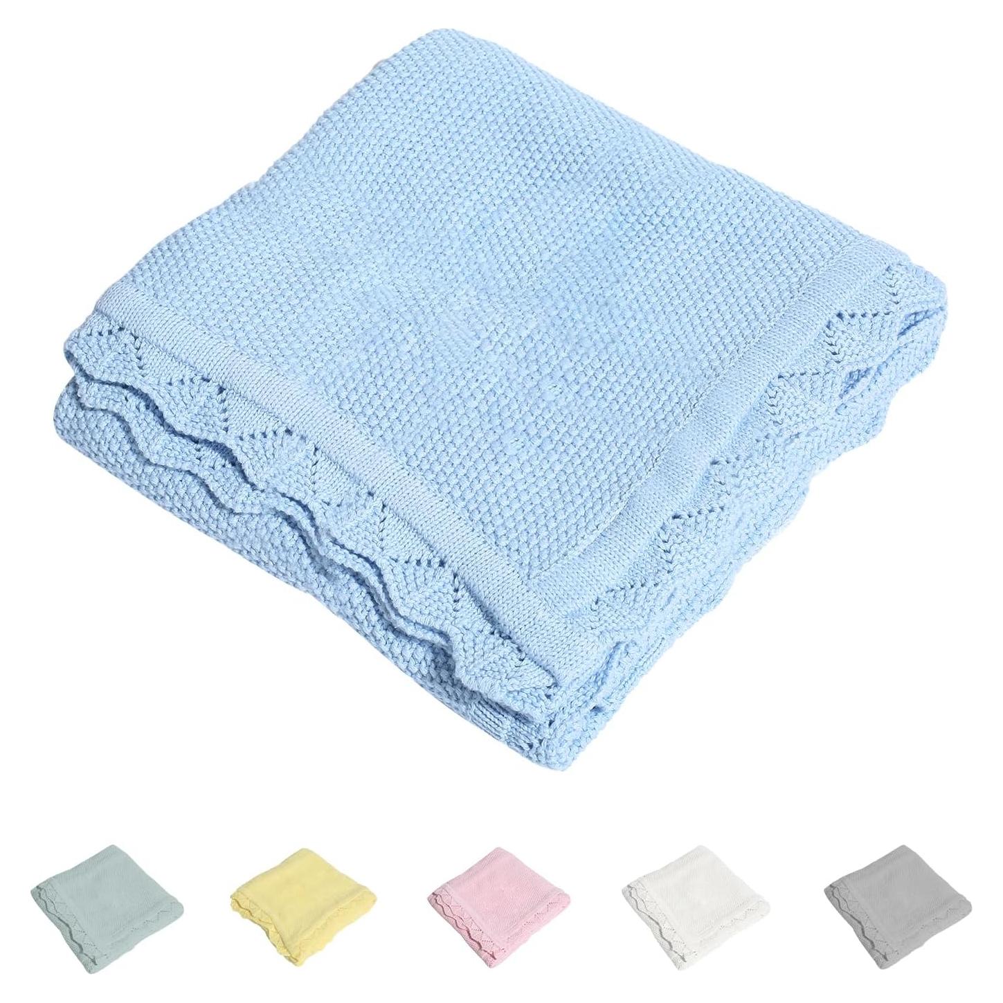 Manta para Bebé TRENDSTITCH 100% Algodón 76x102cm Azul Cielo