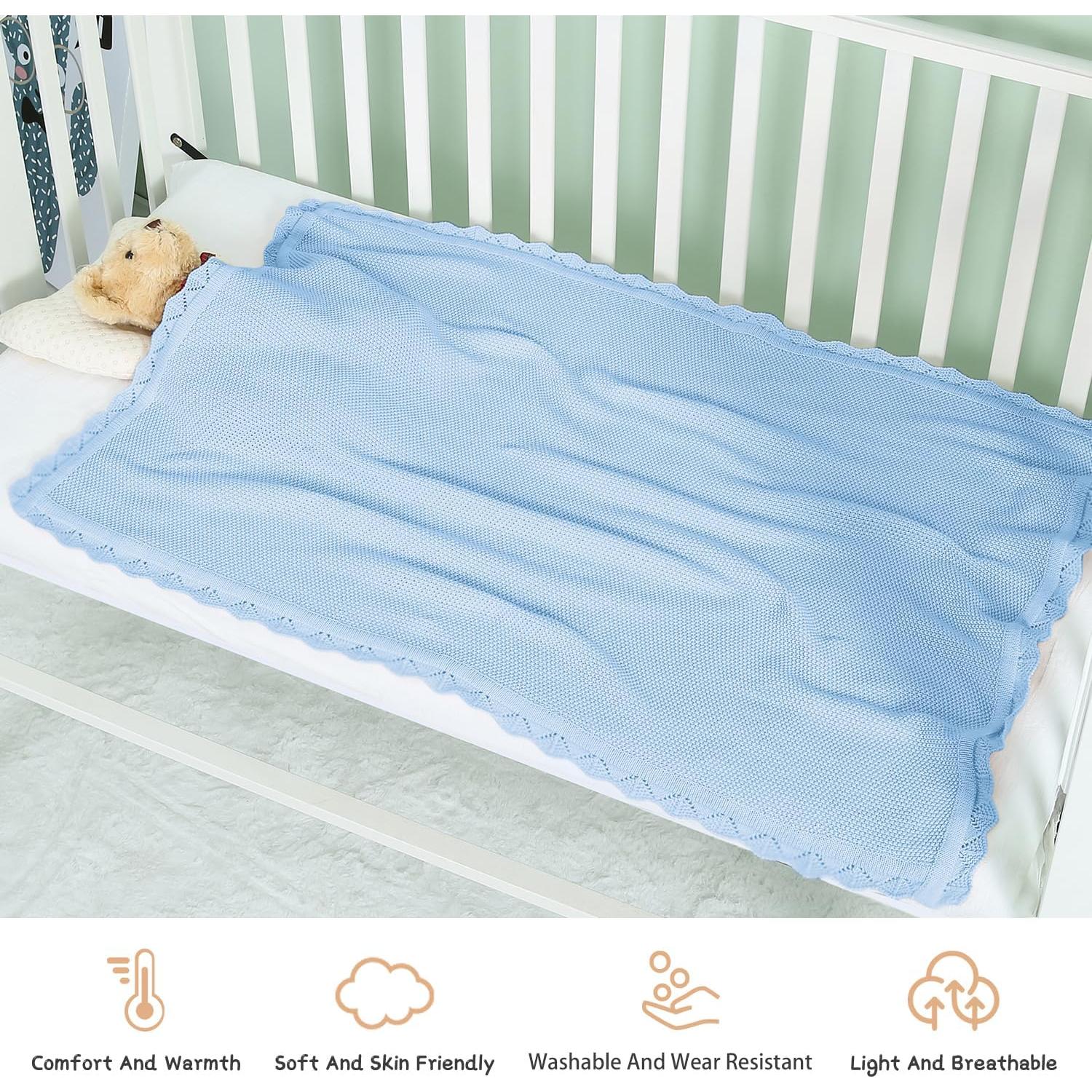 Manta para Bebé TRENDSTITCH 100% Algodón 76x102cm Azul Cielo