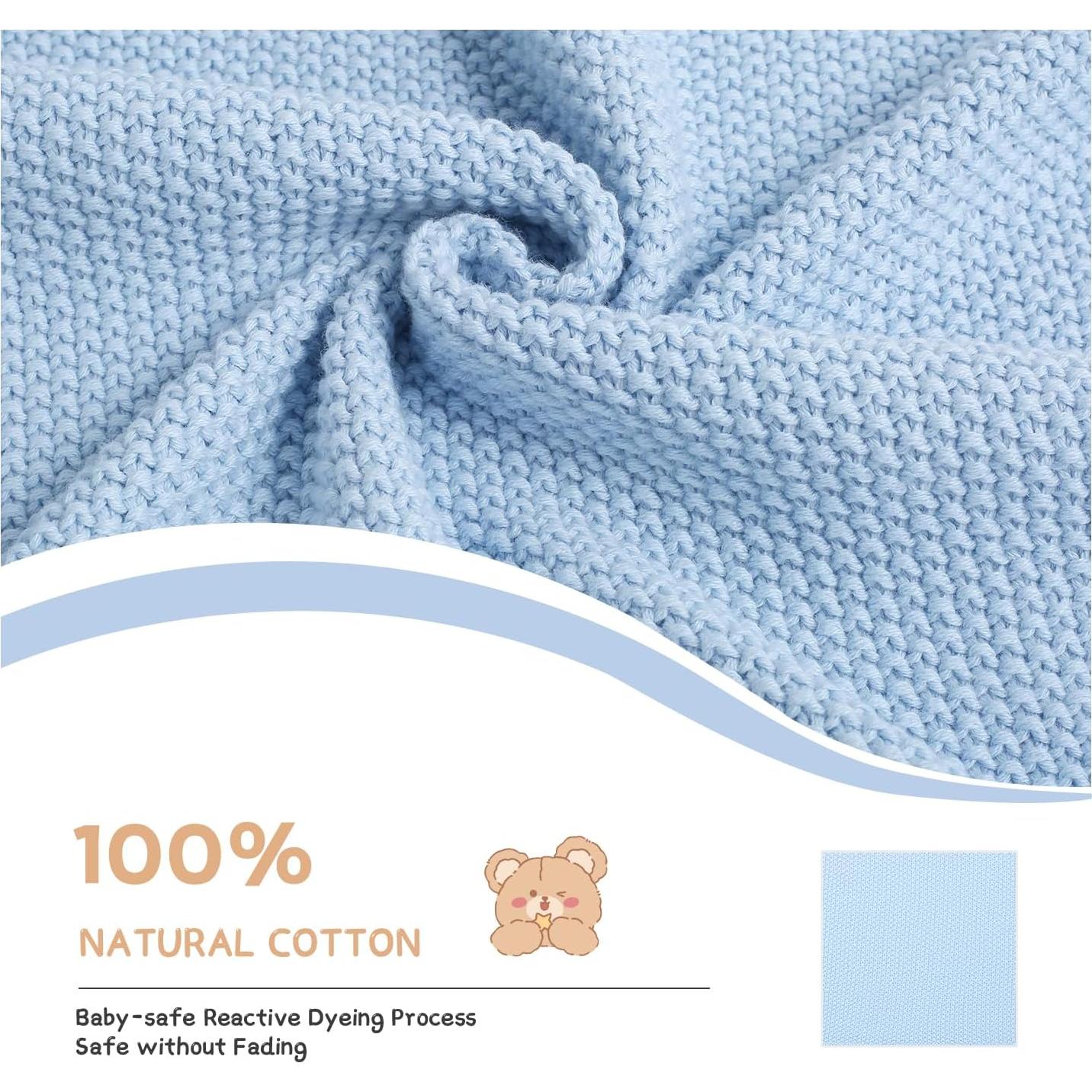 Manta para Bebé TRENDSTITCH 100% Algodón 76x102cm Azul Cielo