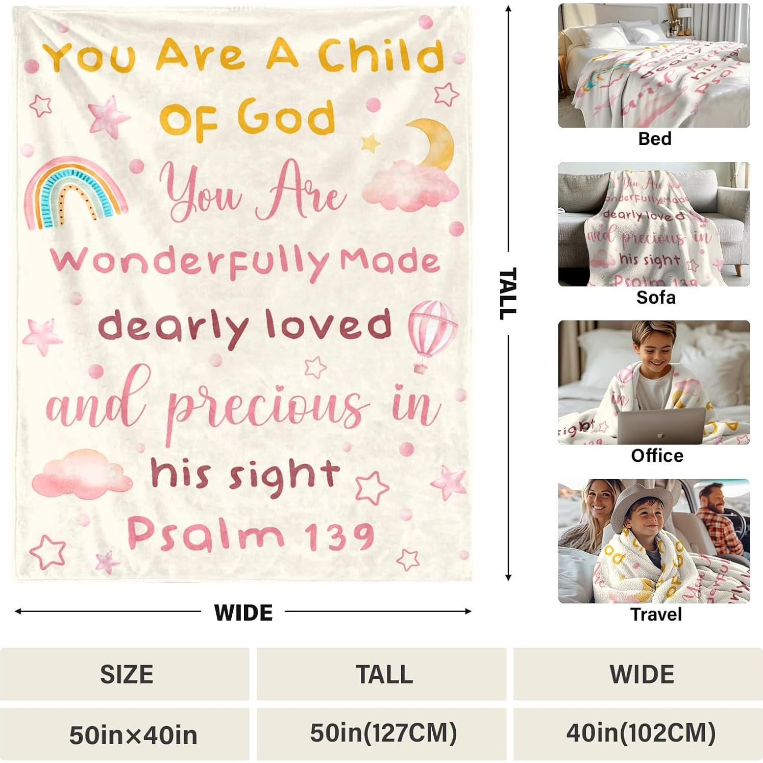 Manta de Bautismo HEIFAM para Niños 127cm x 101.6cm Franela