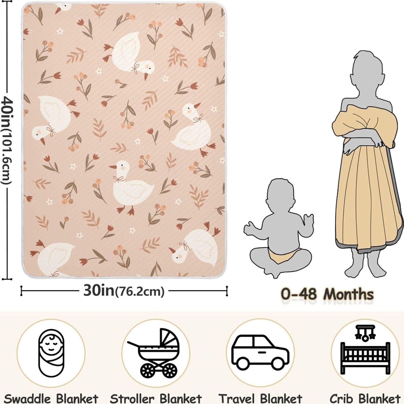 Manta para Bebés Qilmy Flores de Ganso 76x102 cm Algodón