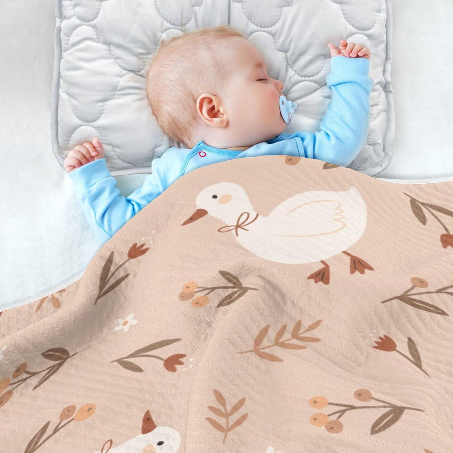 Manta para Bebés Qilmy Flores de Ganso 76x102 cm Algodón