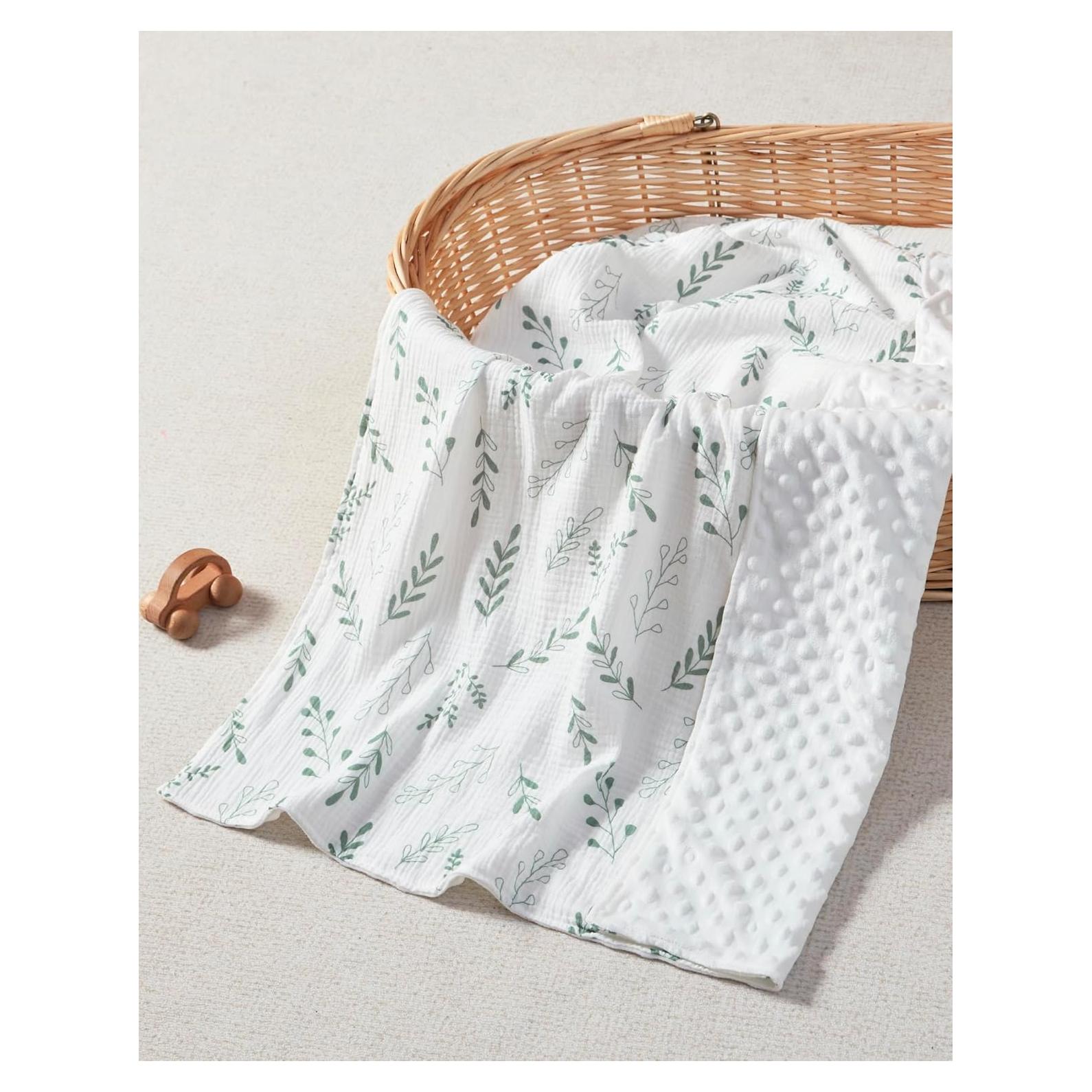 Manta de Muselina JELLYMONI Verde 76x102 cm Doble Capa Suave