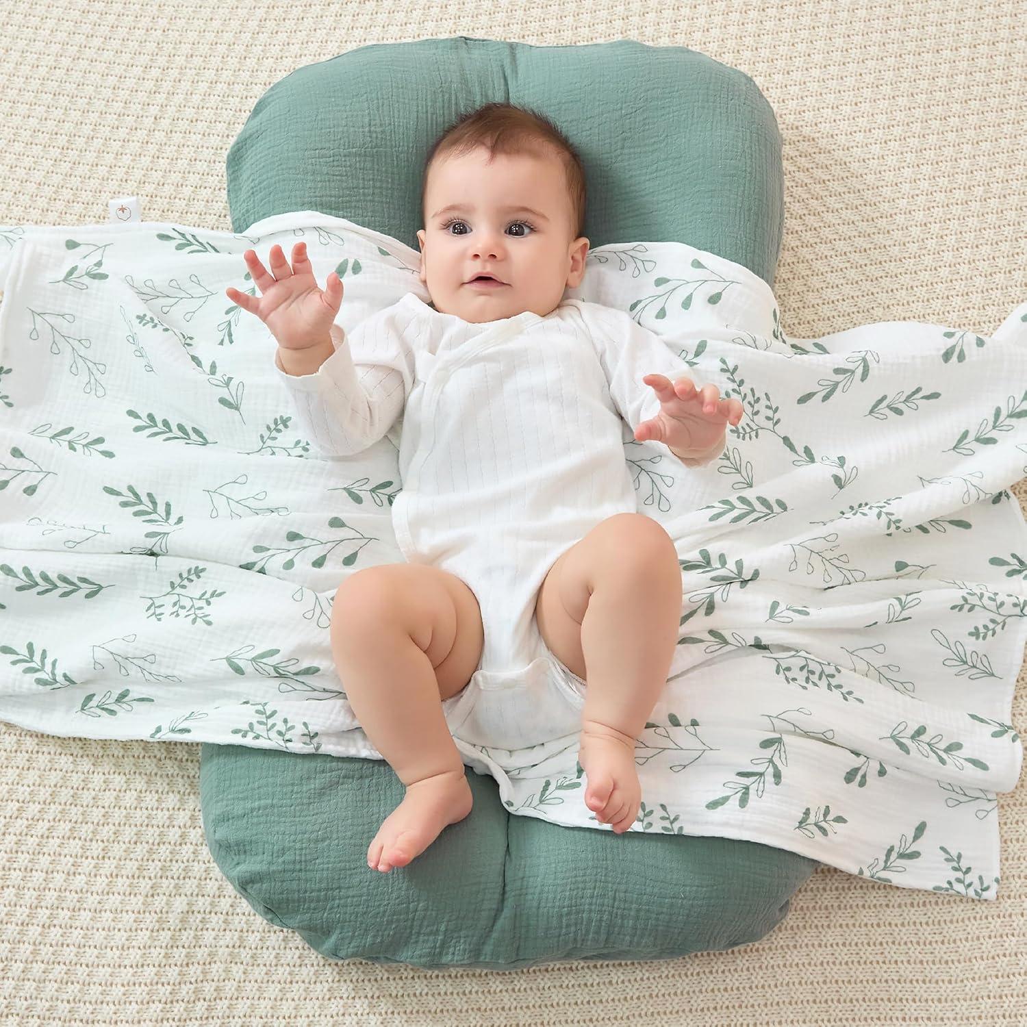 Manta de Muselina JELLYMONI Verde 76x102 cm Doble Capa Suave