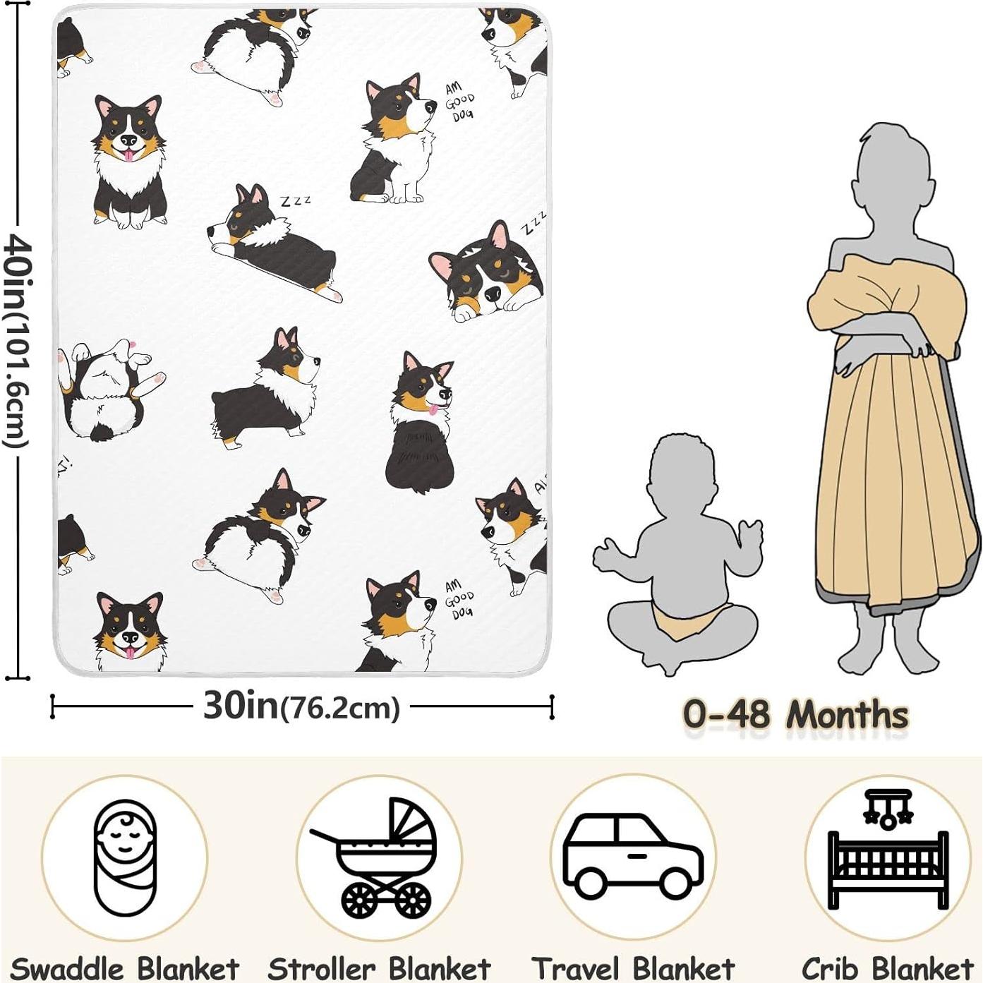 Manta de Envolver para Bebés vvfelixl Corgi 76x102 cm