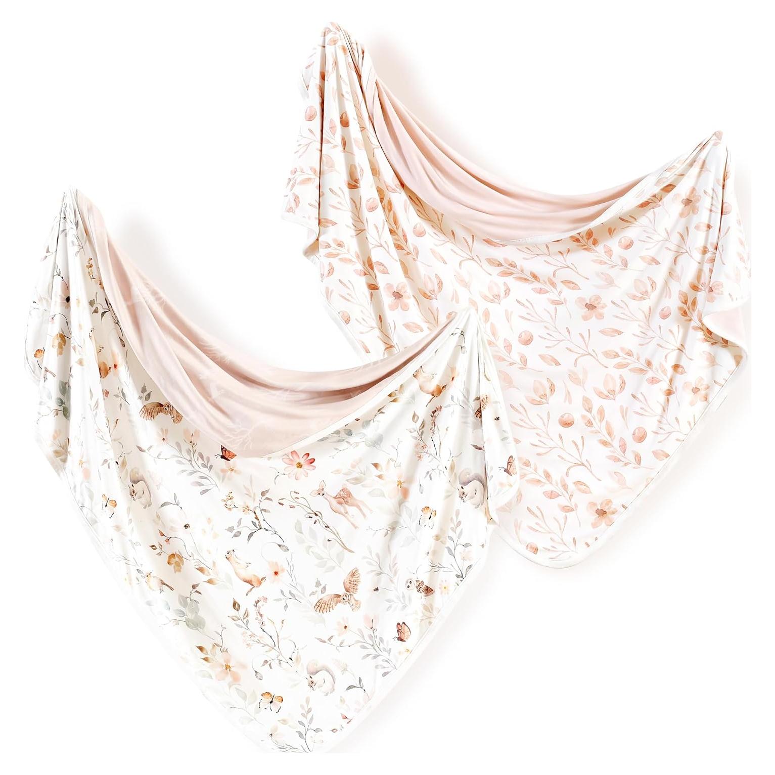 Mantas de Envolver para Bebés GRSSDER 86x112 cm Floral Rosa